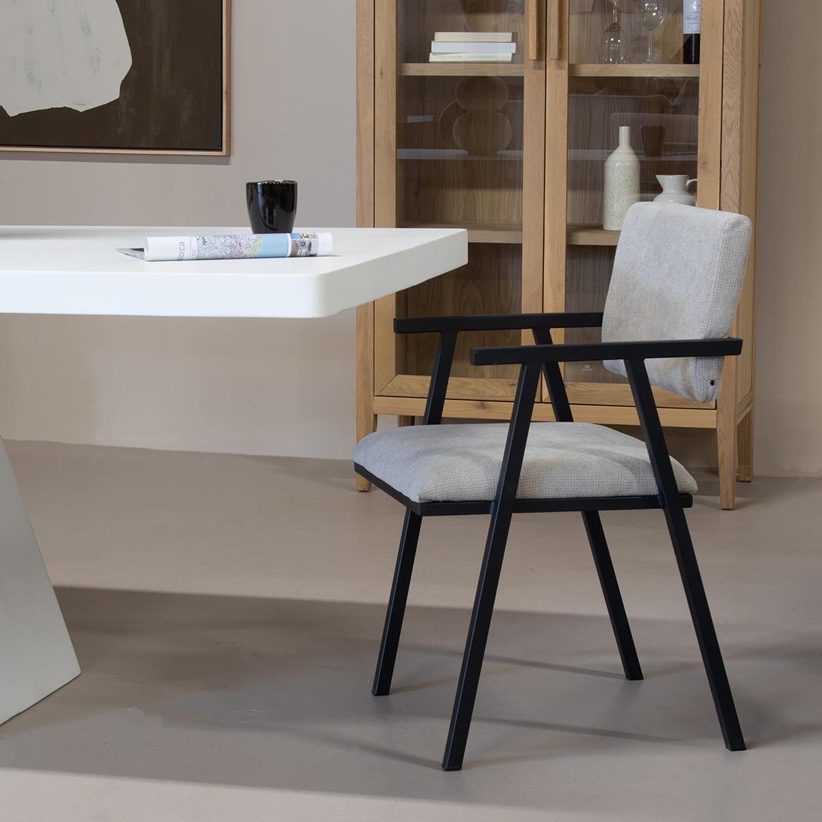 Giga Meubel - Eetkamerstoel Taupe Stof - Linn - Set van 2