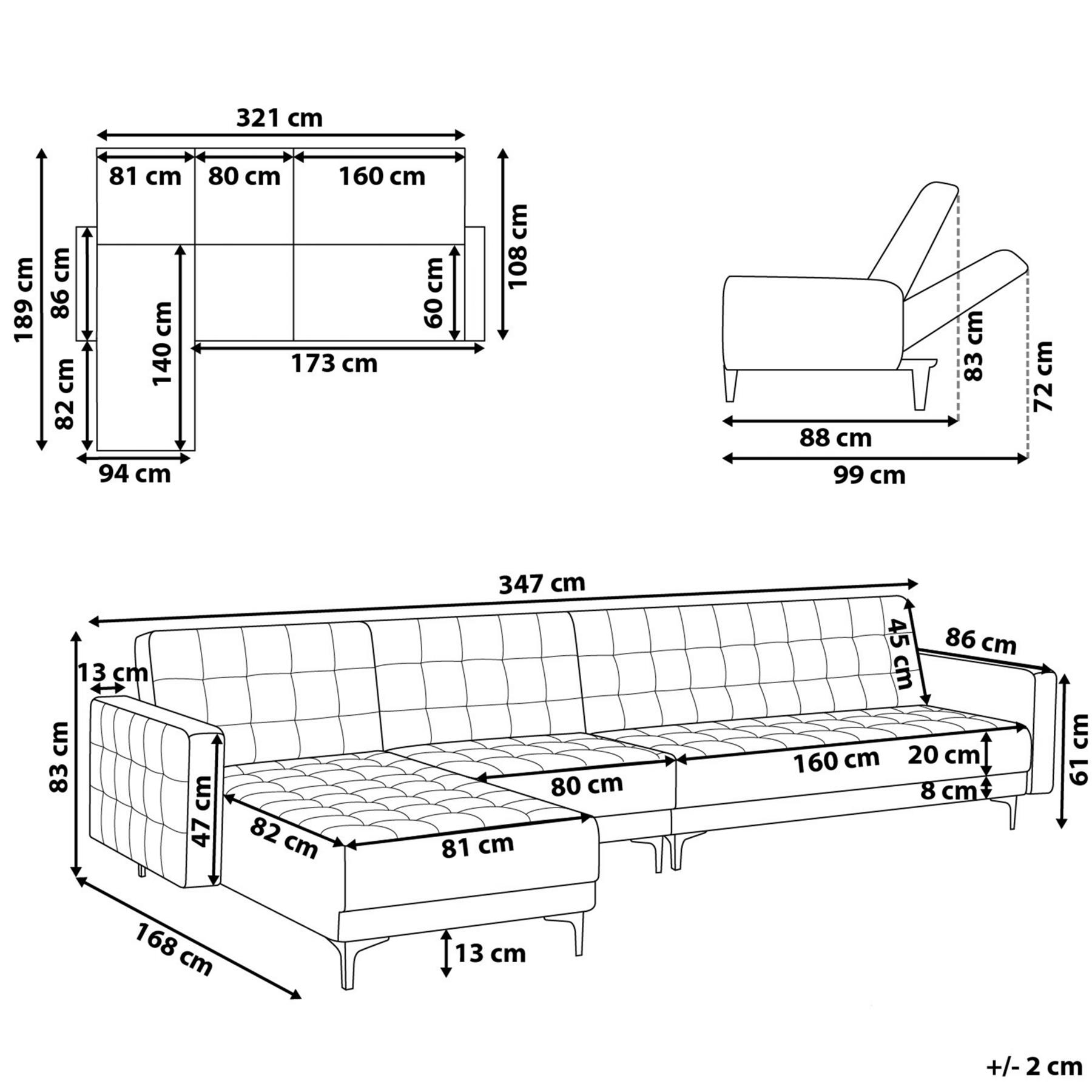 Beliani-ABERDEEN-Hoekslaapbank-Groen-Rechterzijde-347 cm-Fluweel