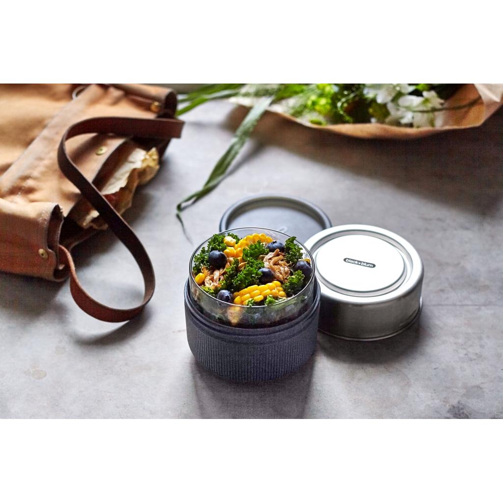 Black+Blum Glazen Lunchbox - Pot - 600ml - Grijs