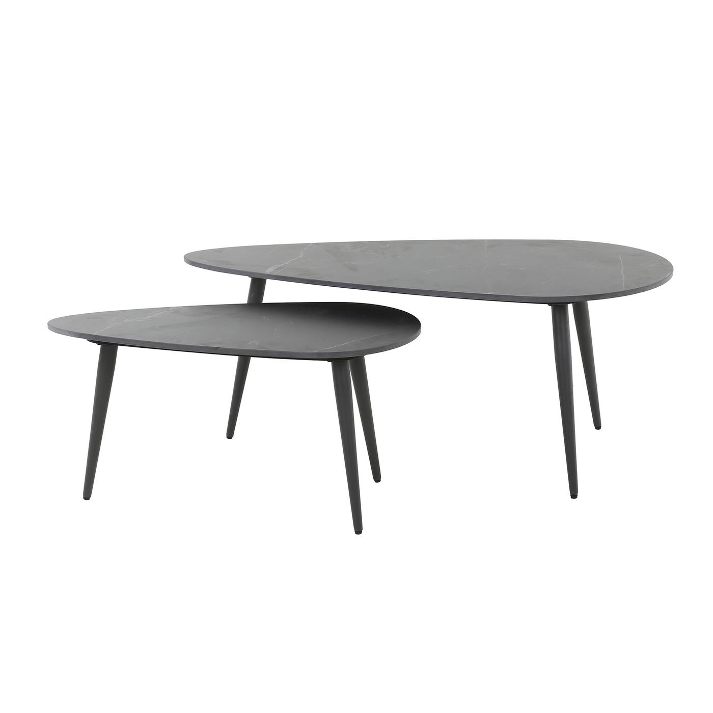 Giga Meubel - Salontafel Ceramic Niervormig Keramiek Zwart Set van 2