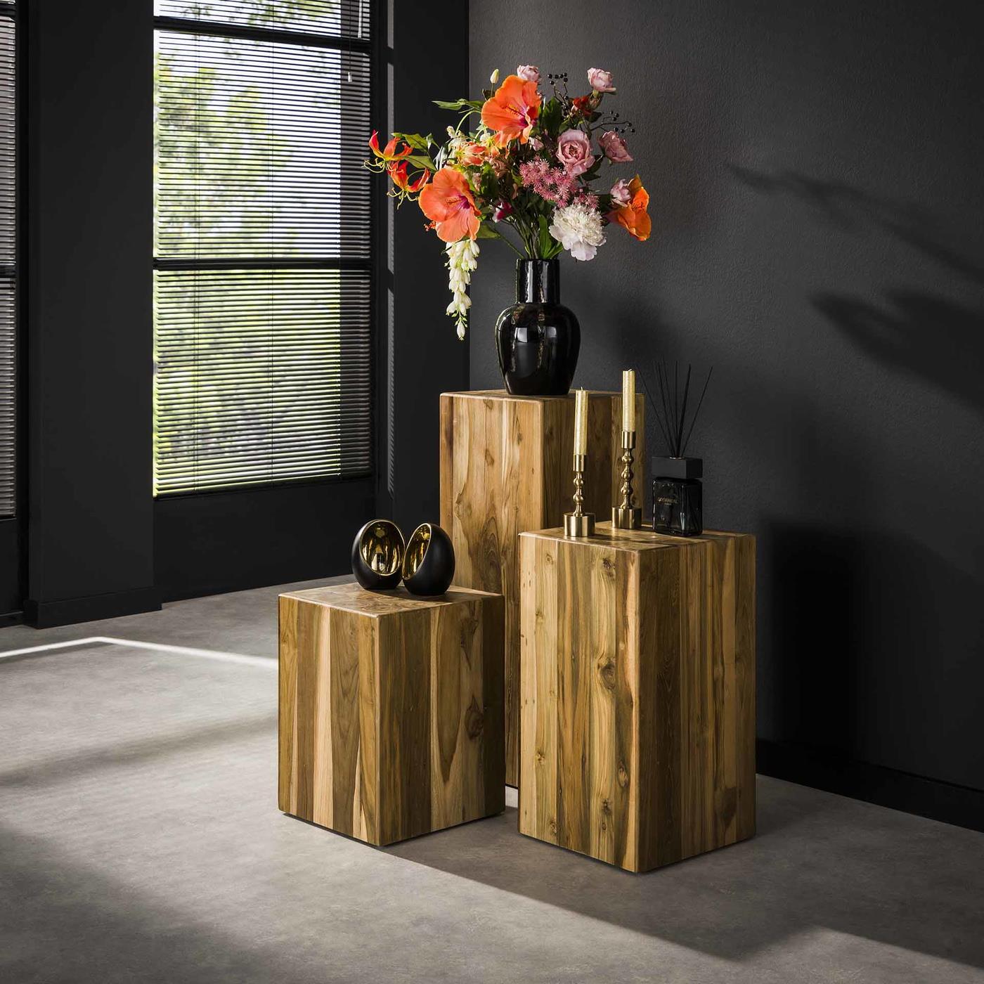Giga Meubel - Bloemenzuil Bole 85cm Gerecycled Teakhout