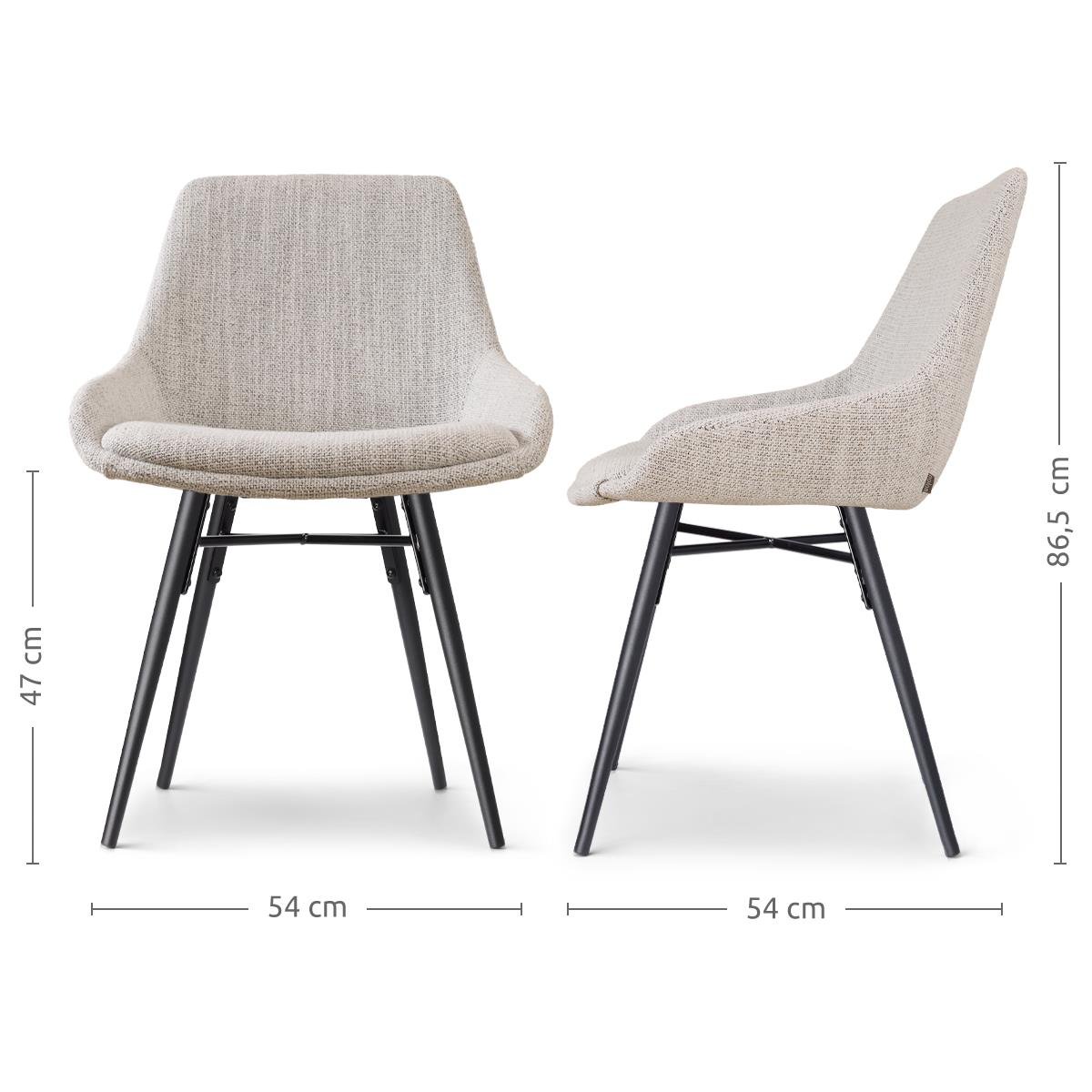 Nolon Nena-Isa Eetkamerstoel Beige Gemêleerd - Zwarte Houten Poten
