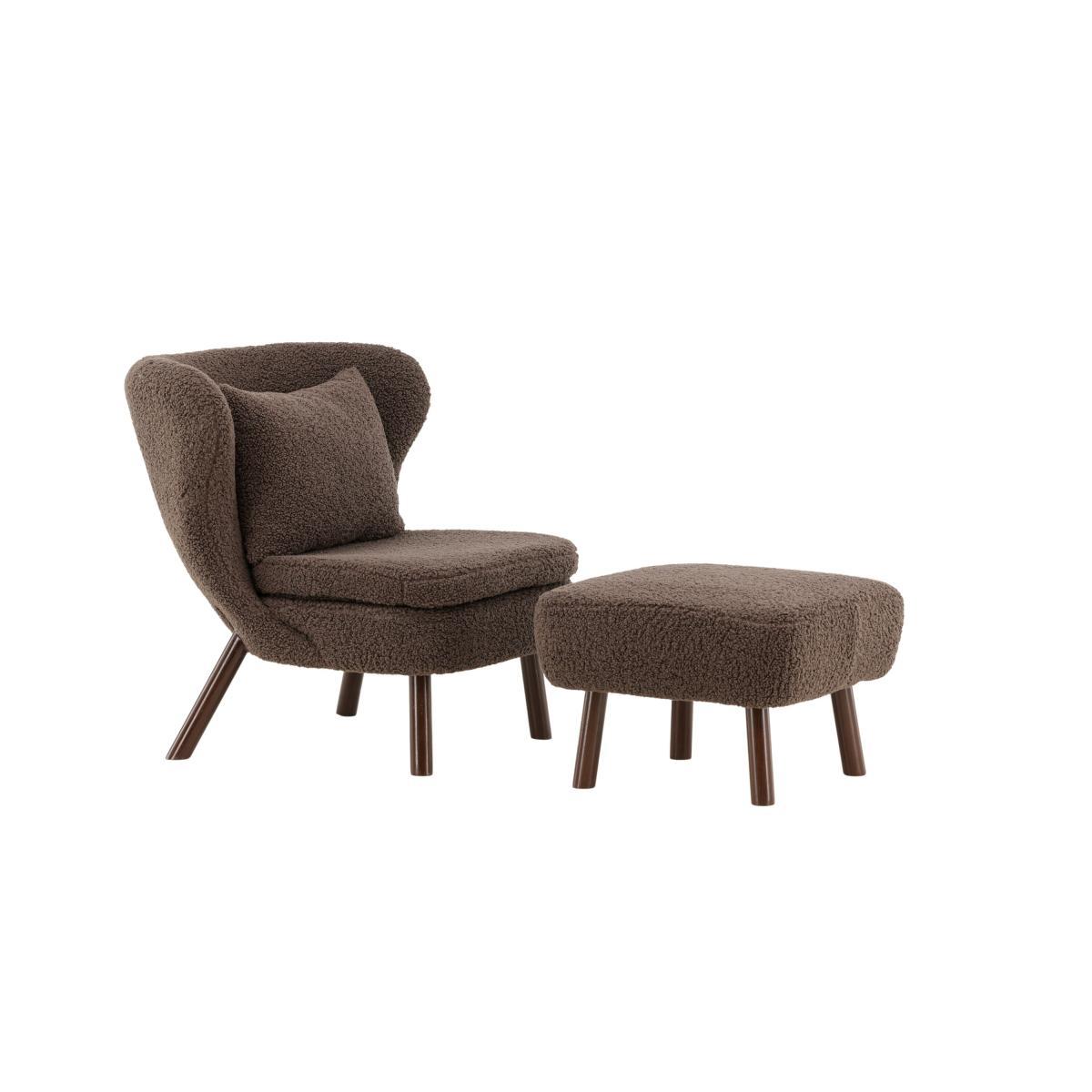 Svea - Teko fauteuil met voetenbank - teddy - bruin