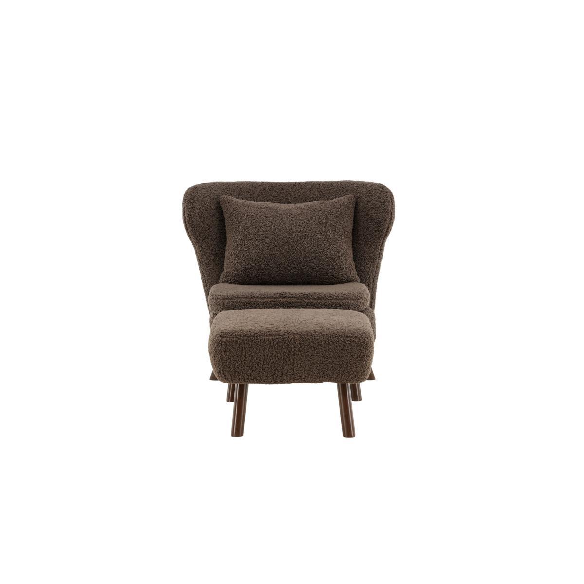 Svea - Teko fauteuil met voetenbank - teddy - bruin