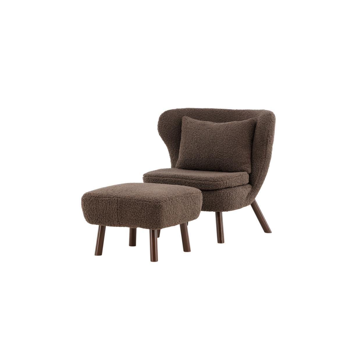 Svea - Teko fauteuil met voetenbank - teddy - bruin