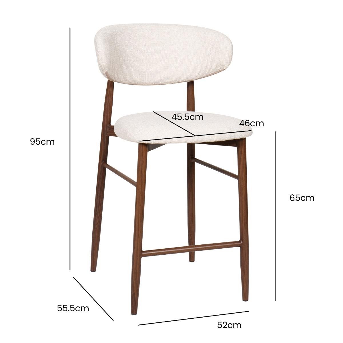 Giga Meubel - Barstoel Beige - Stof|Metaal - Alexia - Set van 2