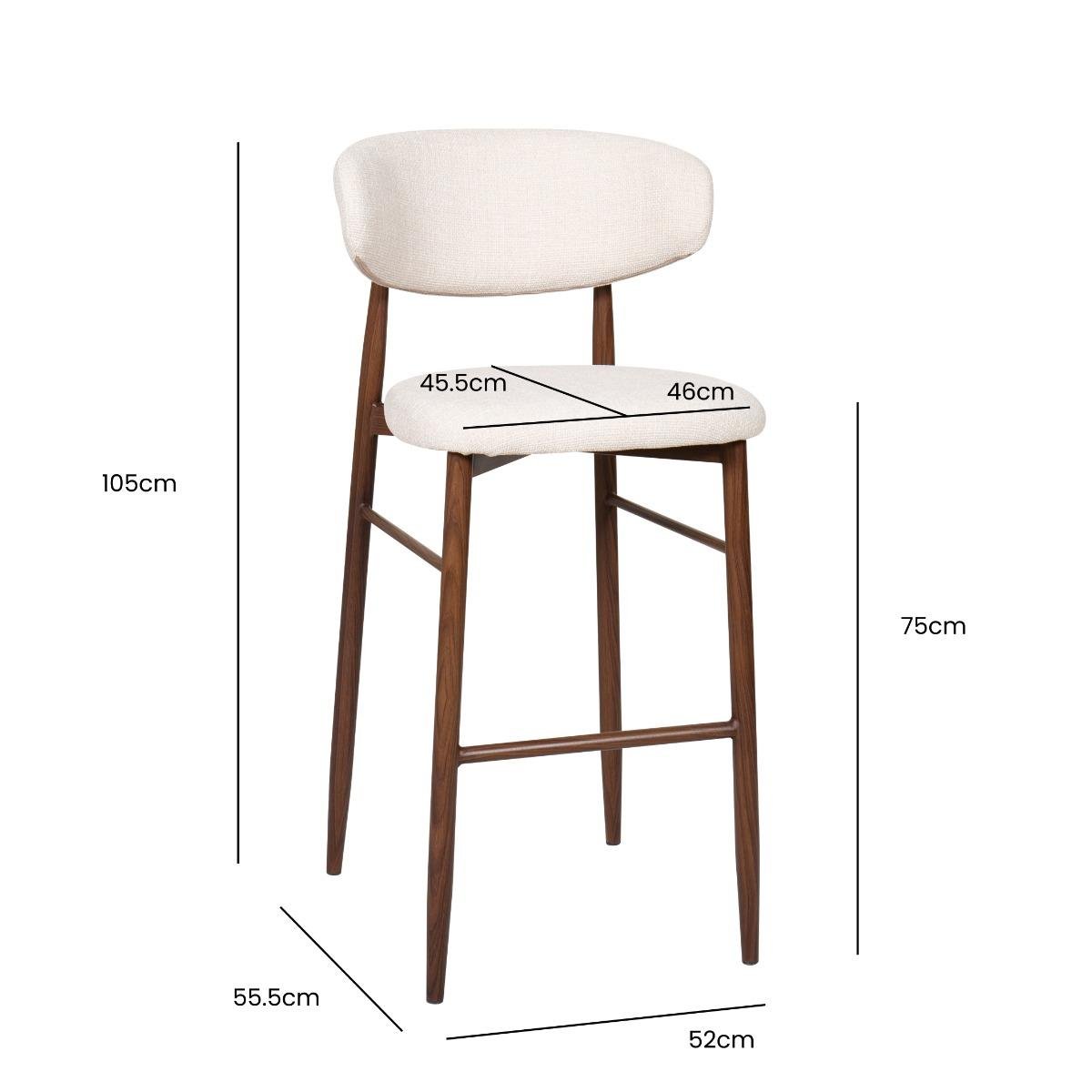 Giga Meubel - Barkruk Beige - Stof|Metaal - Alexia - Set van 2