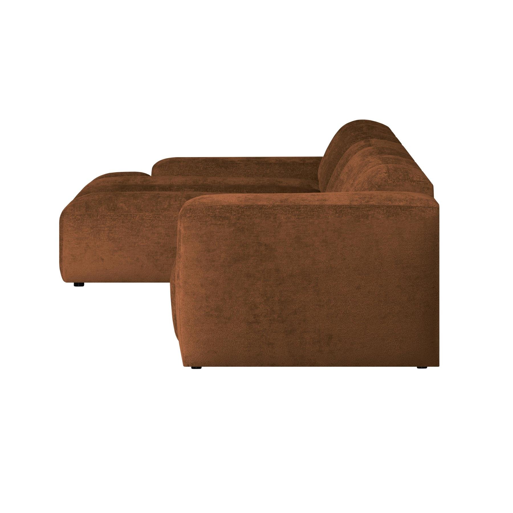 by fonQ Mumble Hoekbank met Chaise Longue Links - Chenille - Cognac