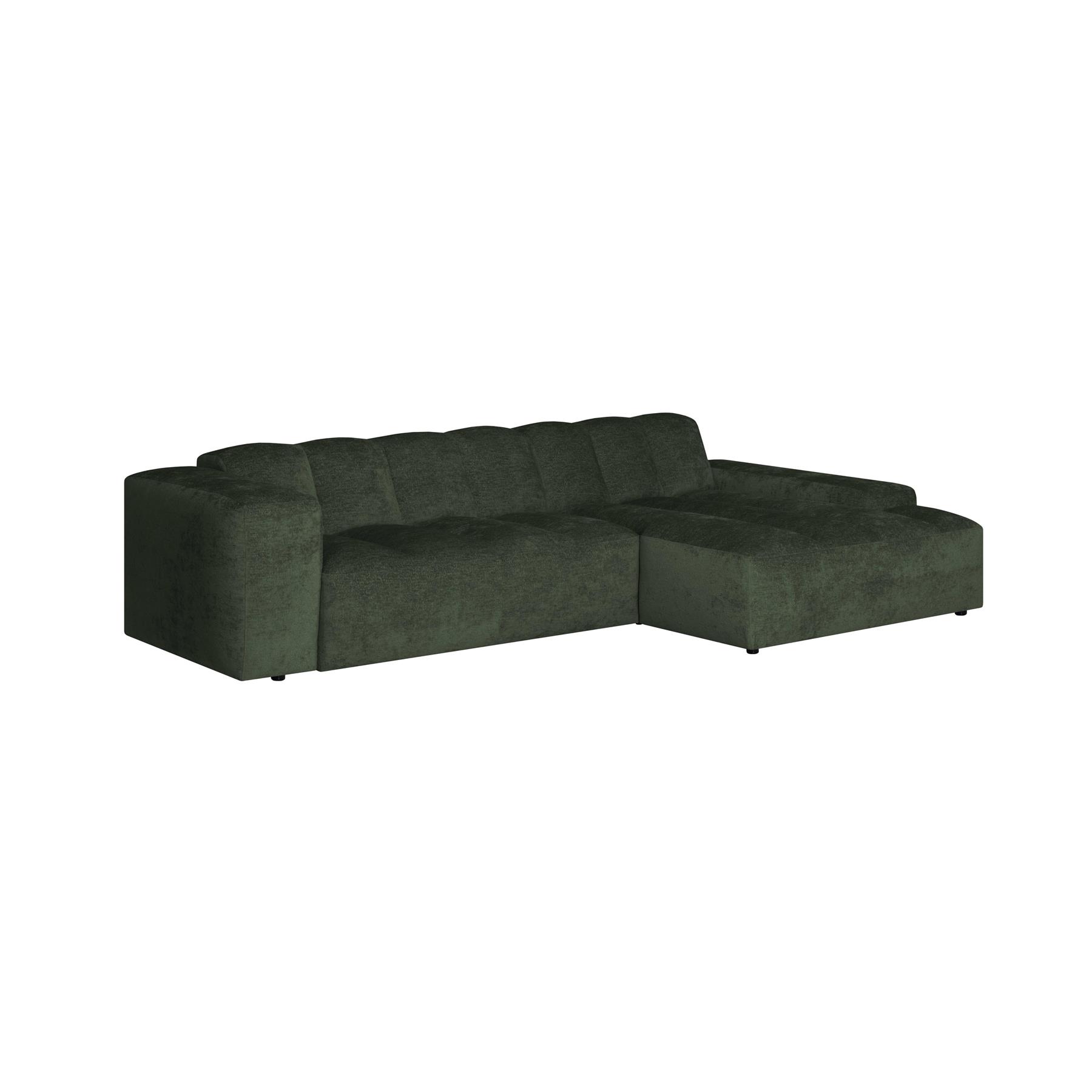 by fonQ Mumble Hoekbank met Chaise Longue Rechts - Chenille -  Donkergroen
