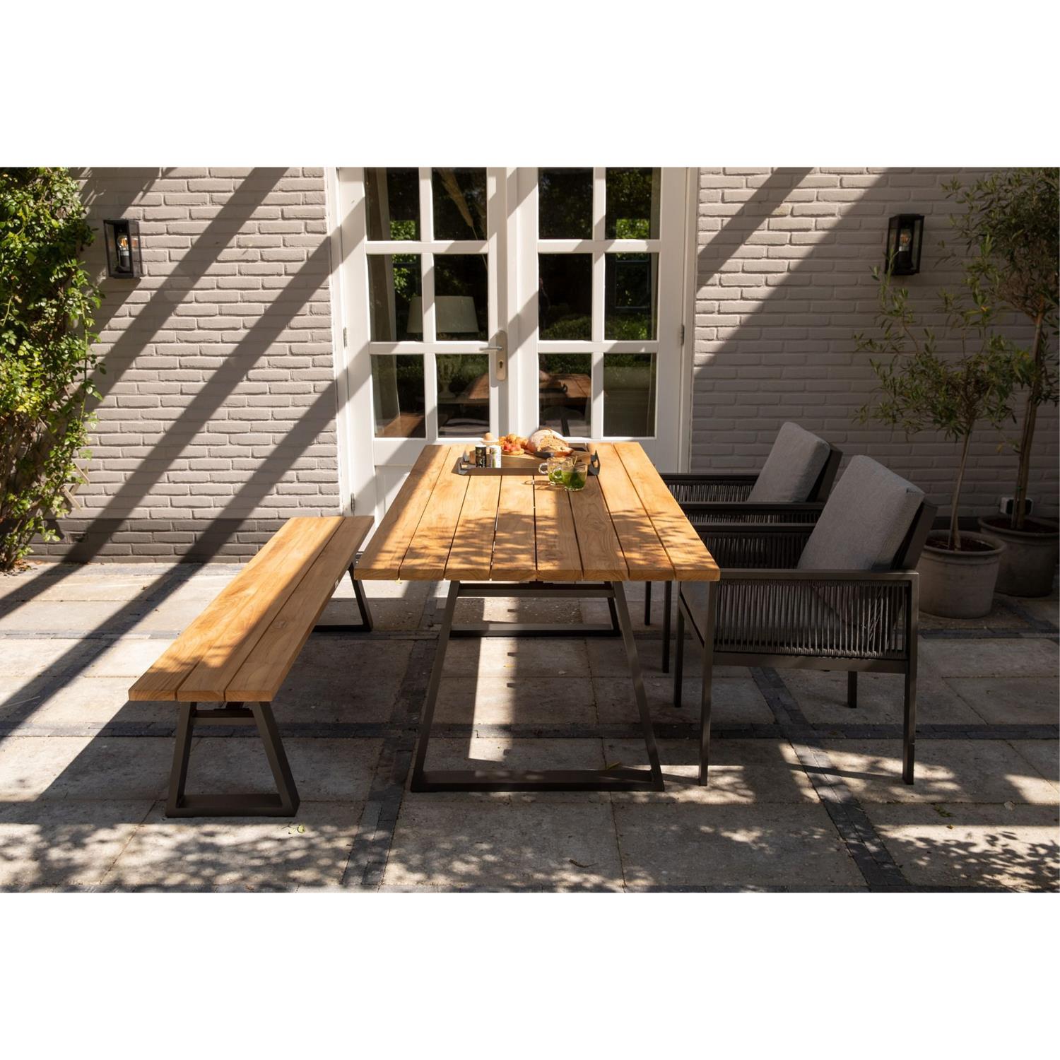 Exotan Sydney Tuintafel - Teak|Metaal - Naturel - 75x185x90