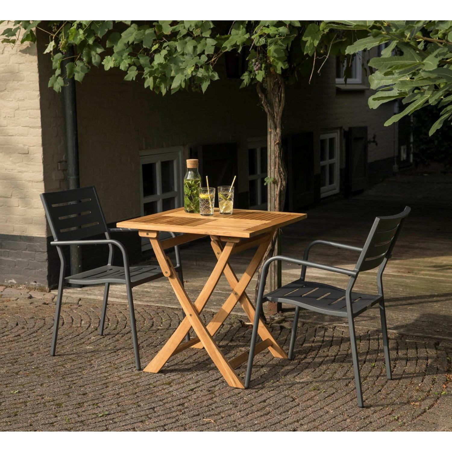 Exotan Hawaii Tuinstoel Met Armleuning  - Aluminium - Grijs - 85x56x53