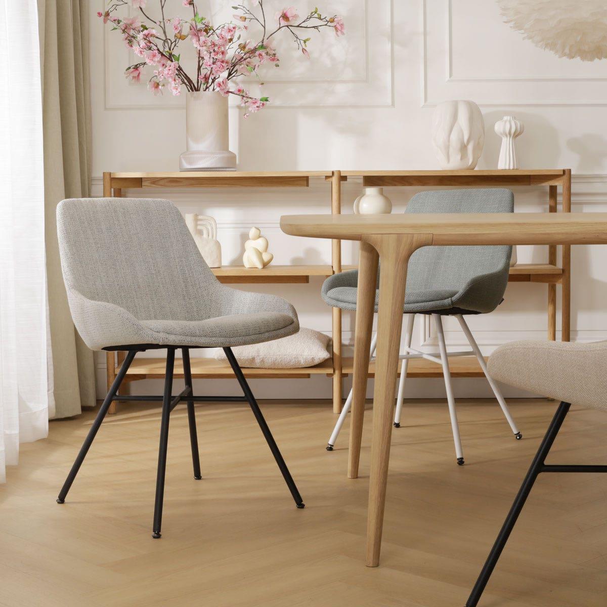 Nolon Noa-Isa Eetkamerstoel Beige Gemêleerd - Stof - Zwart Onderstel