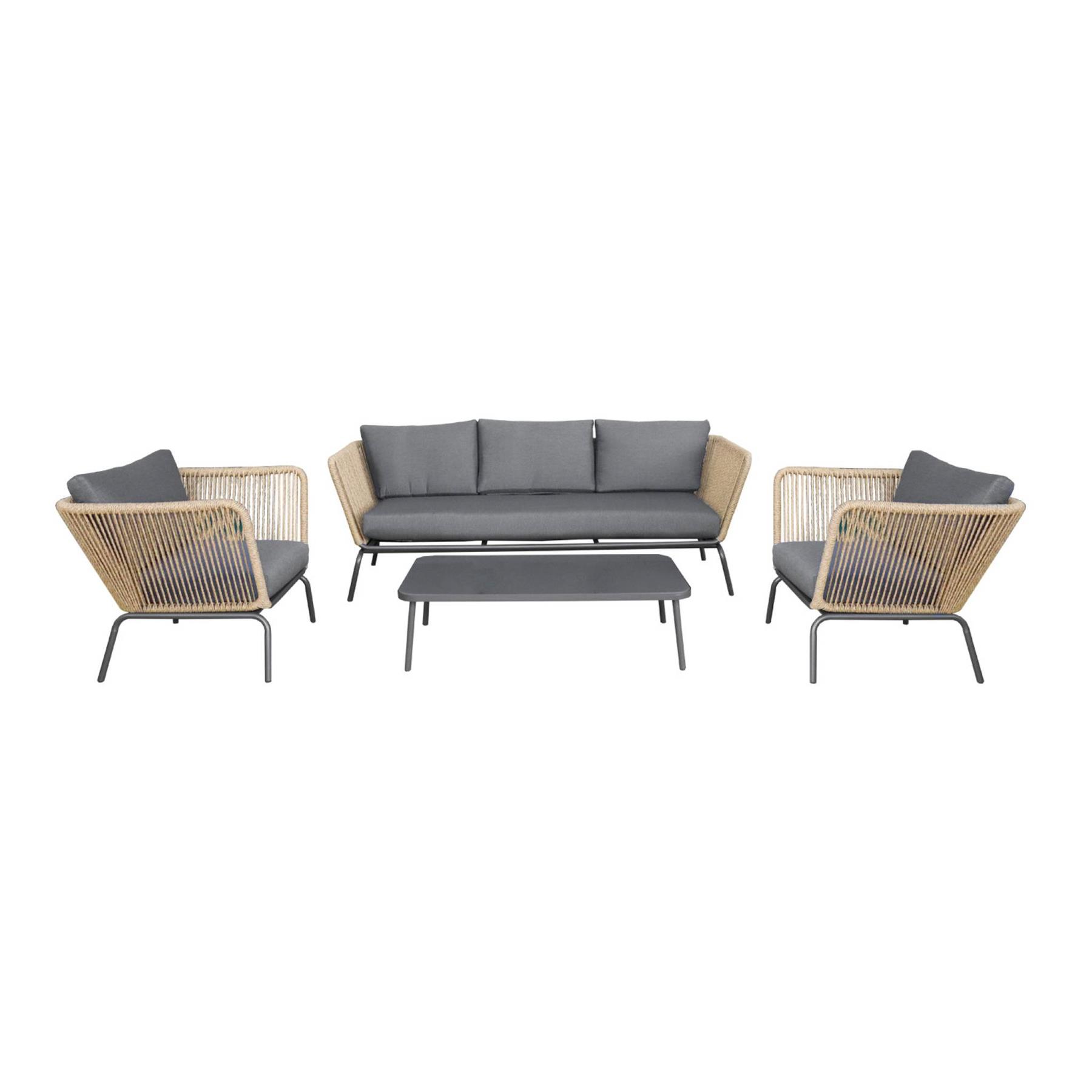 sweeek - Lage tuinmeubelset, rotan-effect geweven hars, 5-zits