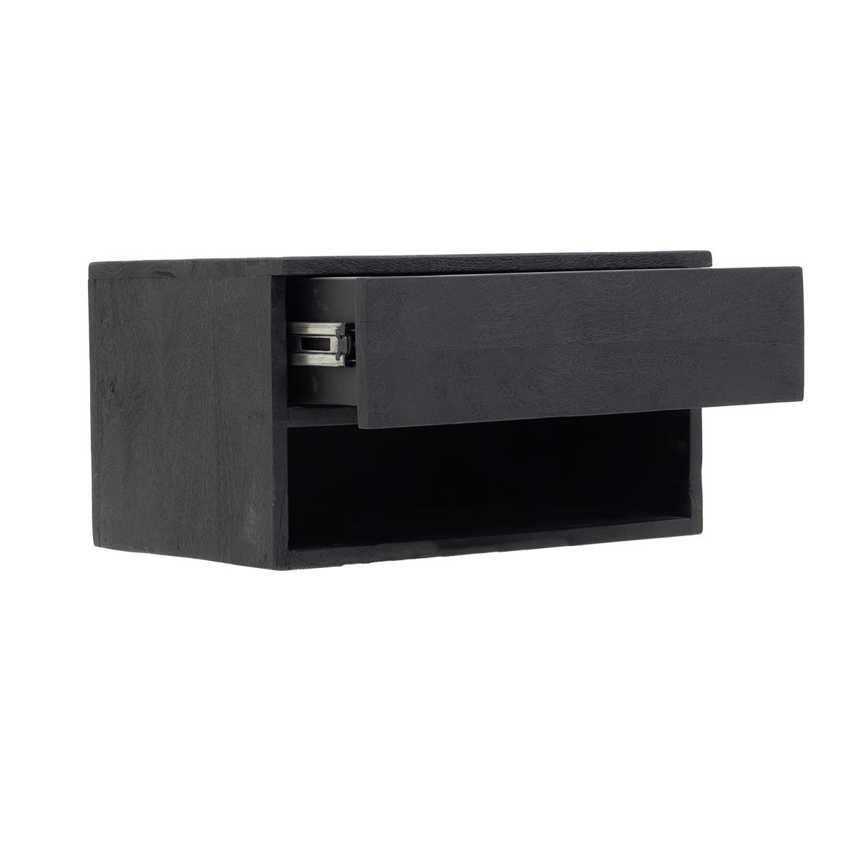 Giga Meubel - Nachtkastje Zwevend Zwart 45cm - 1 lade - Tessa