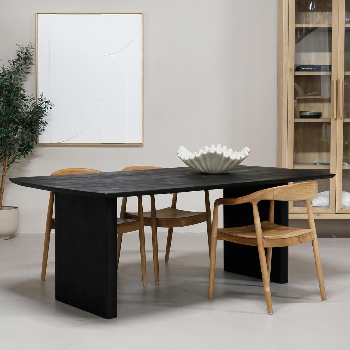 Giga Meubel - Eettafel Zwart 300cm - Rechthoek - Mangohout - Tomeo