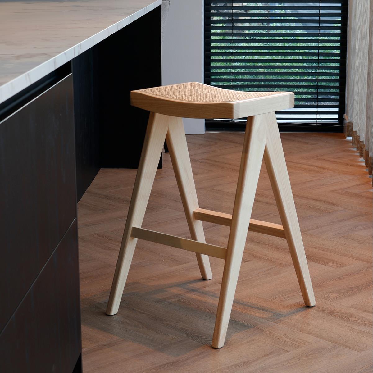 Giga Meubel - Barkruk Naturel - Rotan Zitting - Jules - Set van 2