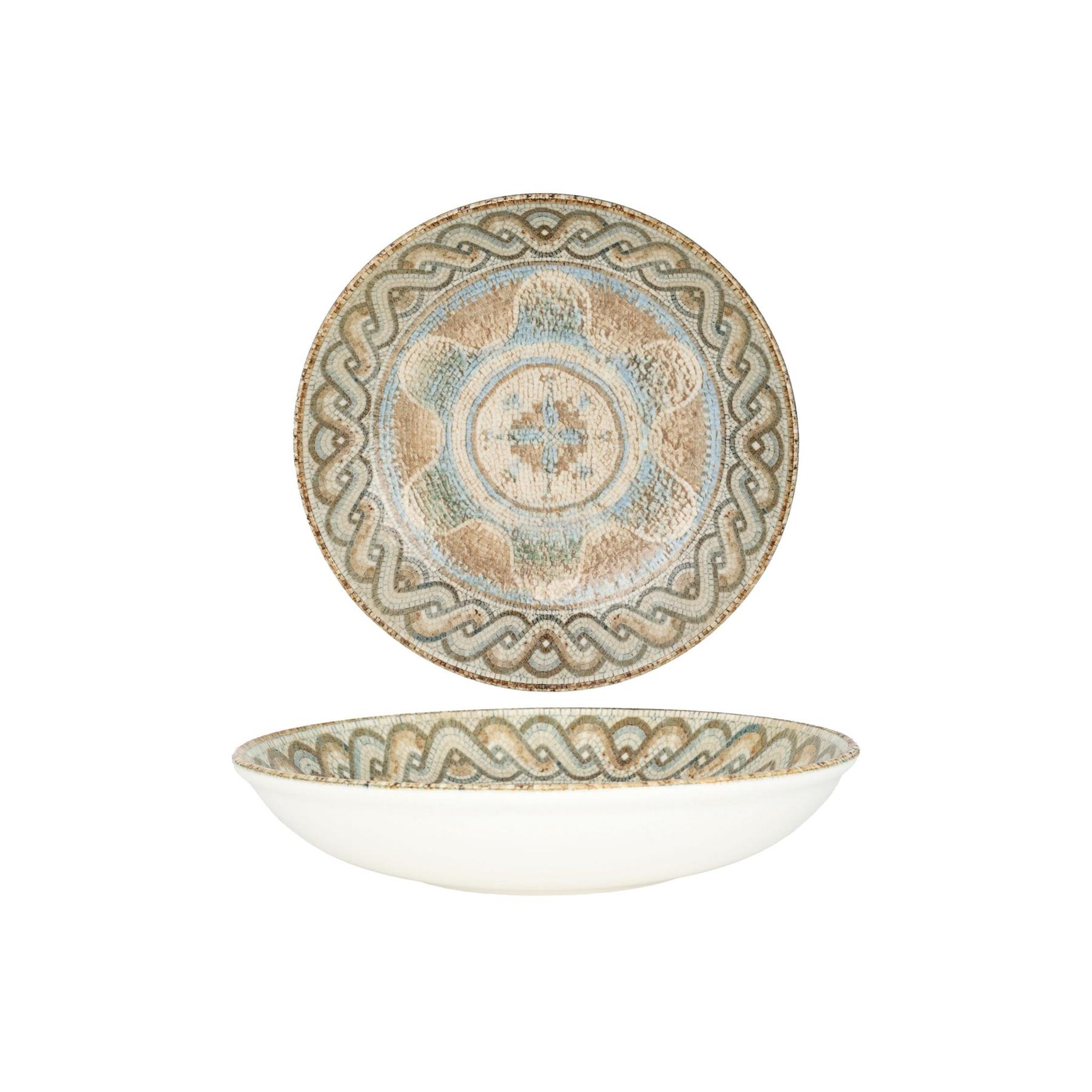 Rinart Diep bord - Celest - Porselein - 25 cm (1200cc) - set van 6