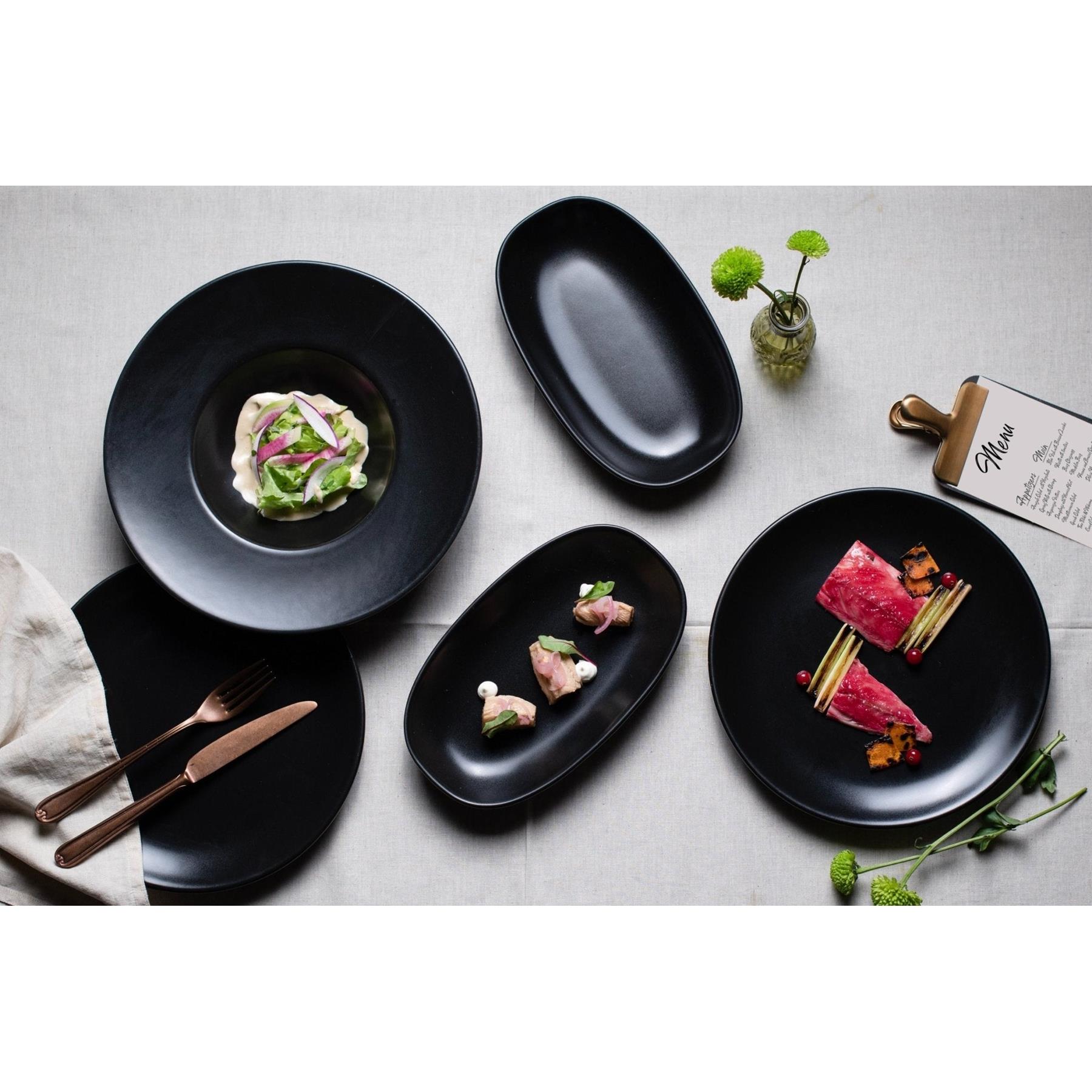 Bonna Diep bord - Notte - Porselein - 25 cm 1300 cc - set van 6