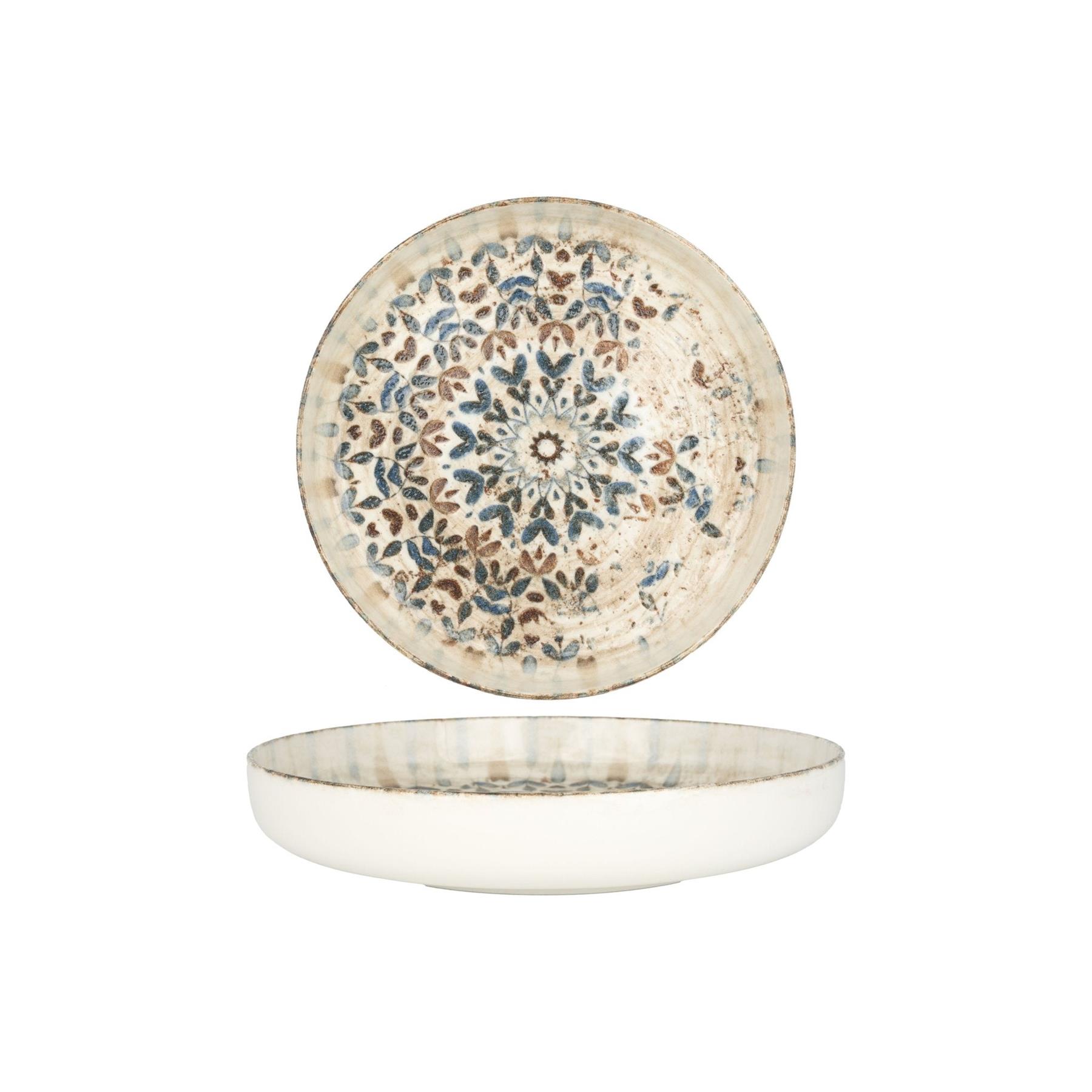 Rinart Diep bord - Aztec - Porselein - 22 cm (900cc) - set van 6