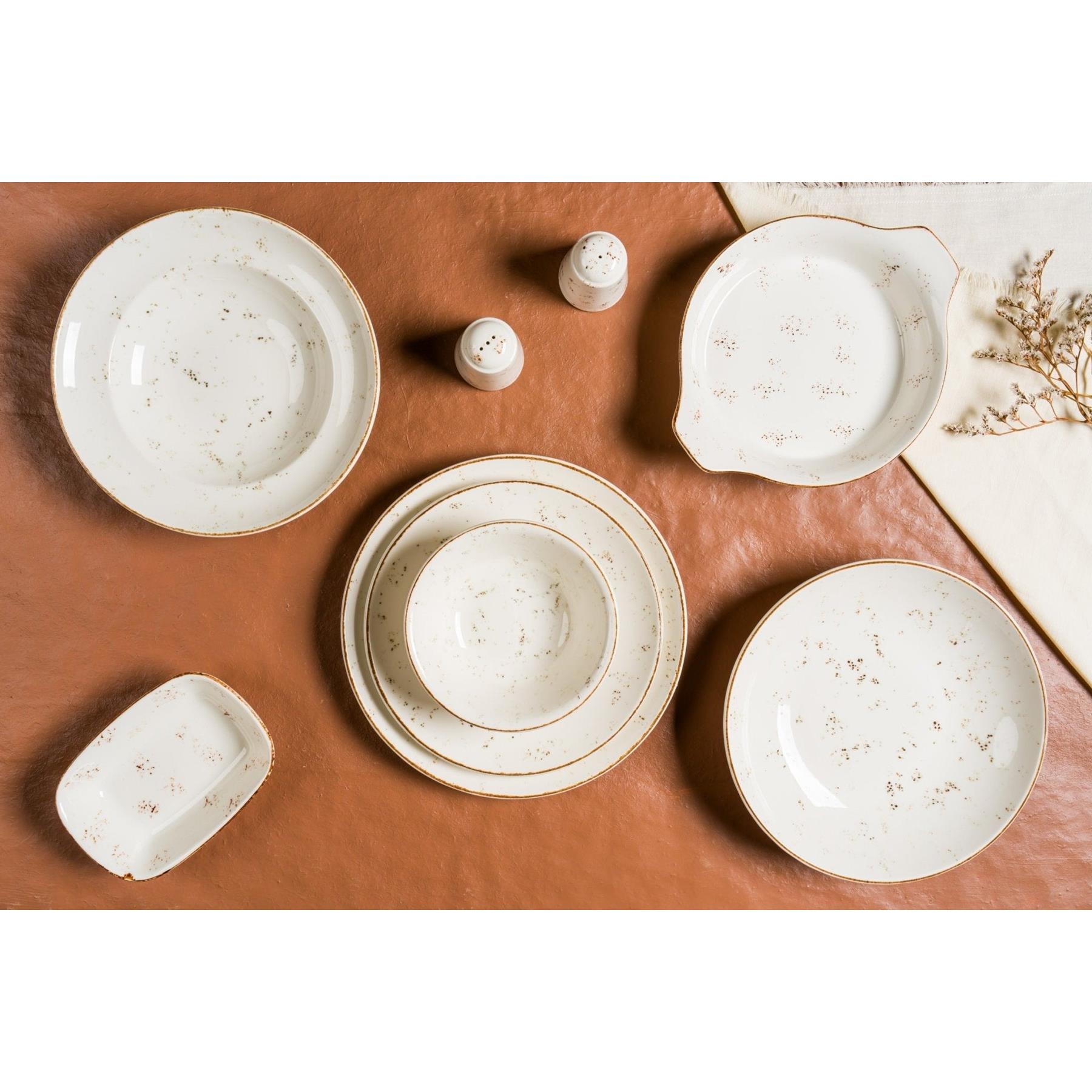 Bonna Gebaksbord - Grain - Porselein - 23 cm - set van 6