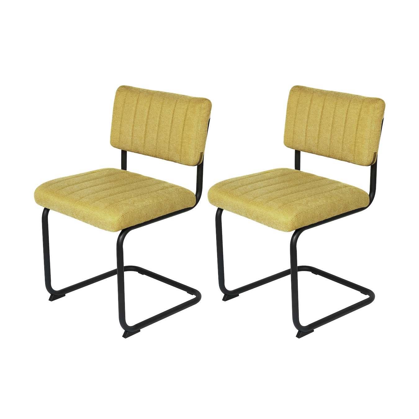 Feel Furniture - Luxe stoel - Ribbon - Okergeel - 2 stuks