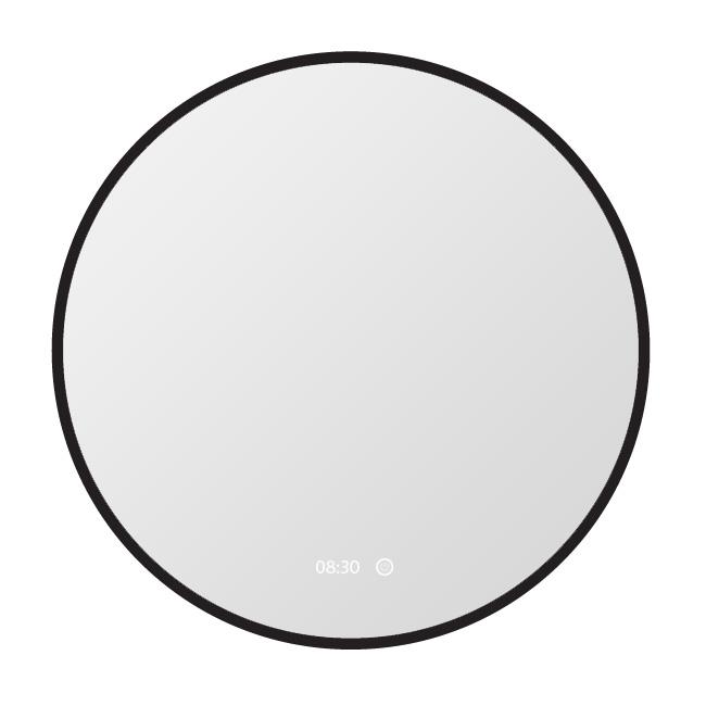 Vtw Living - Badkamerspiegel Rond 80 cm Zwart Spiegel met Verlichting