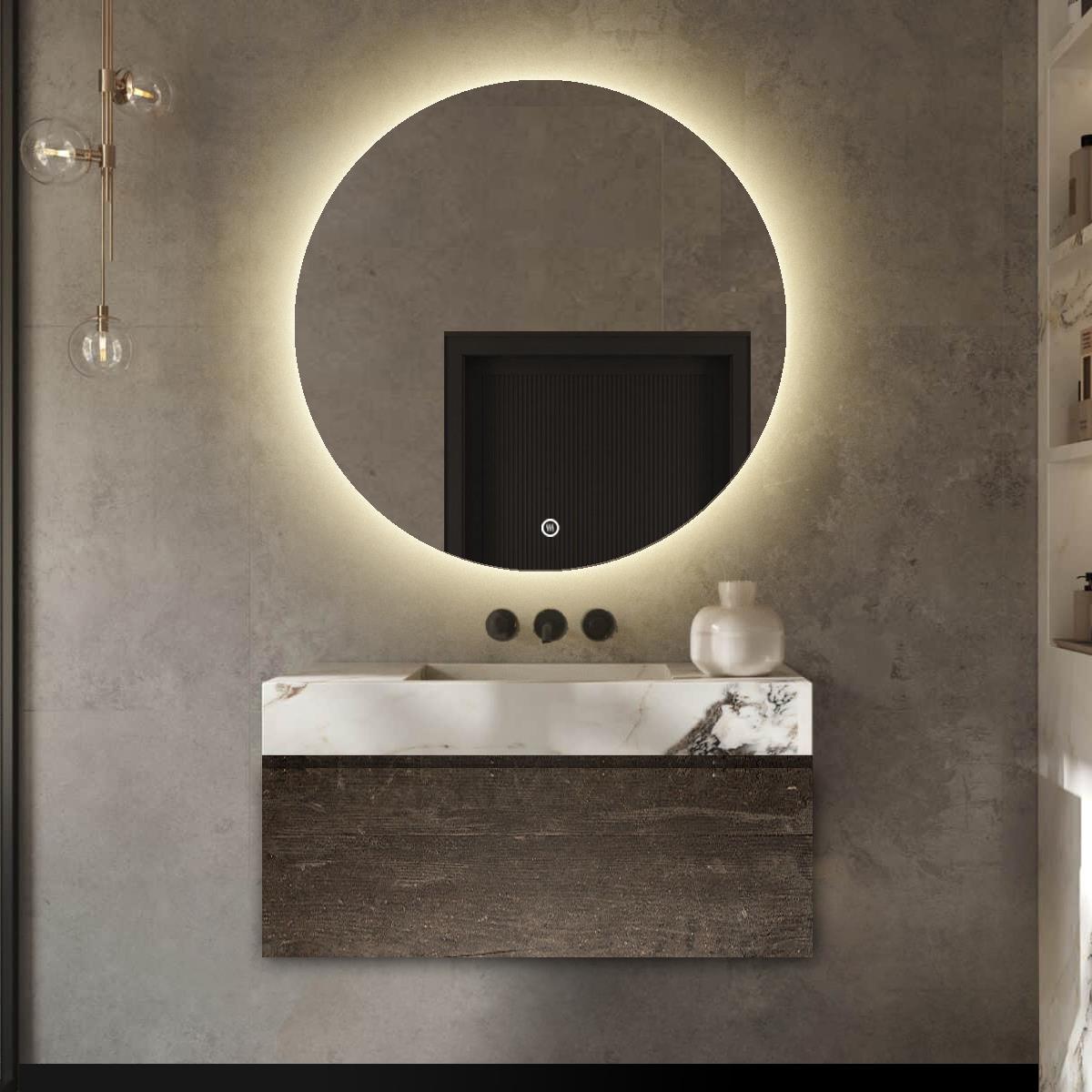 Vtw Living - Badkamerspiegel Rond 80 cm Spiegel met Verlichting