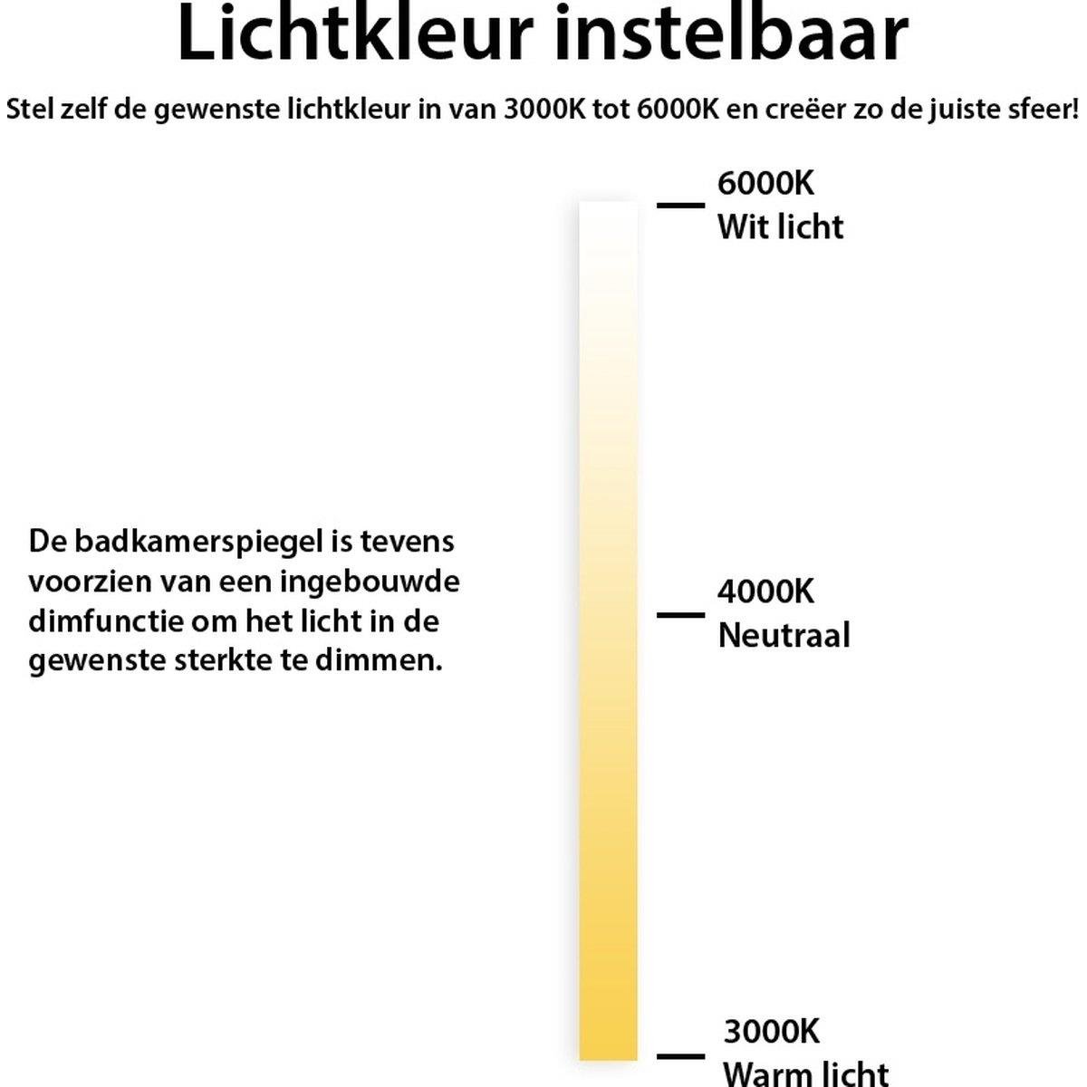 Vtw Living - Badkamerspiegel Rond 80 cm Spiegel met Verlichting
