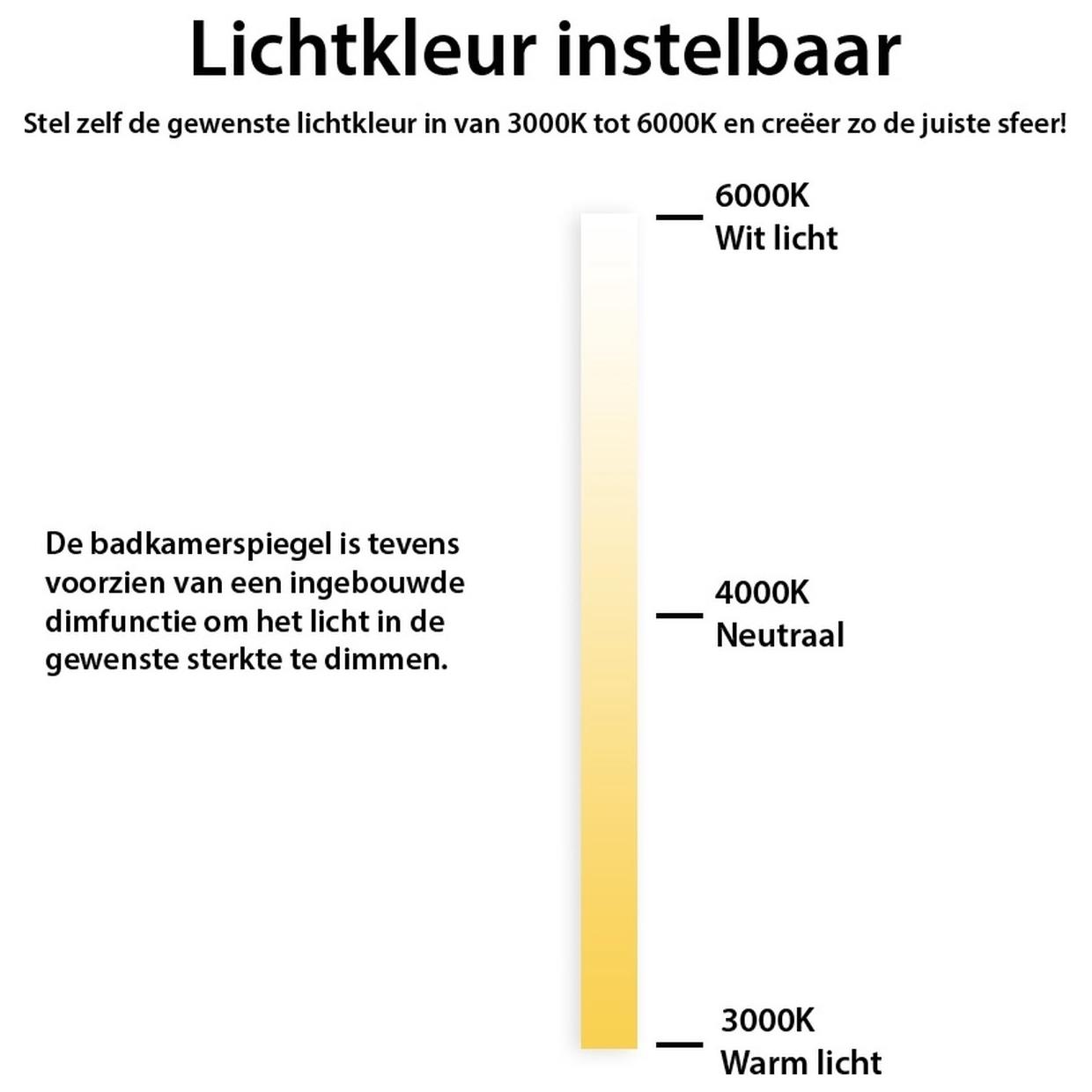 Vtw Living - Badkamerspiegel Rond 80 cm Zwart Spiegel met Verlichting