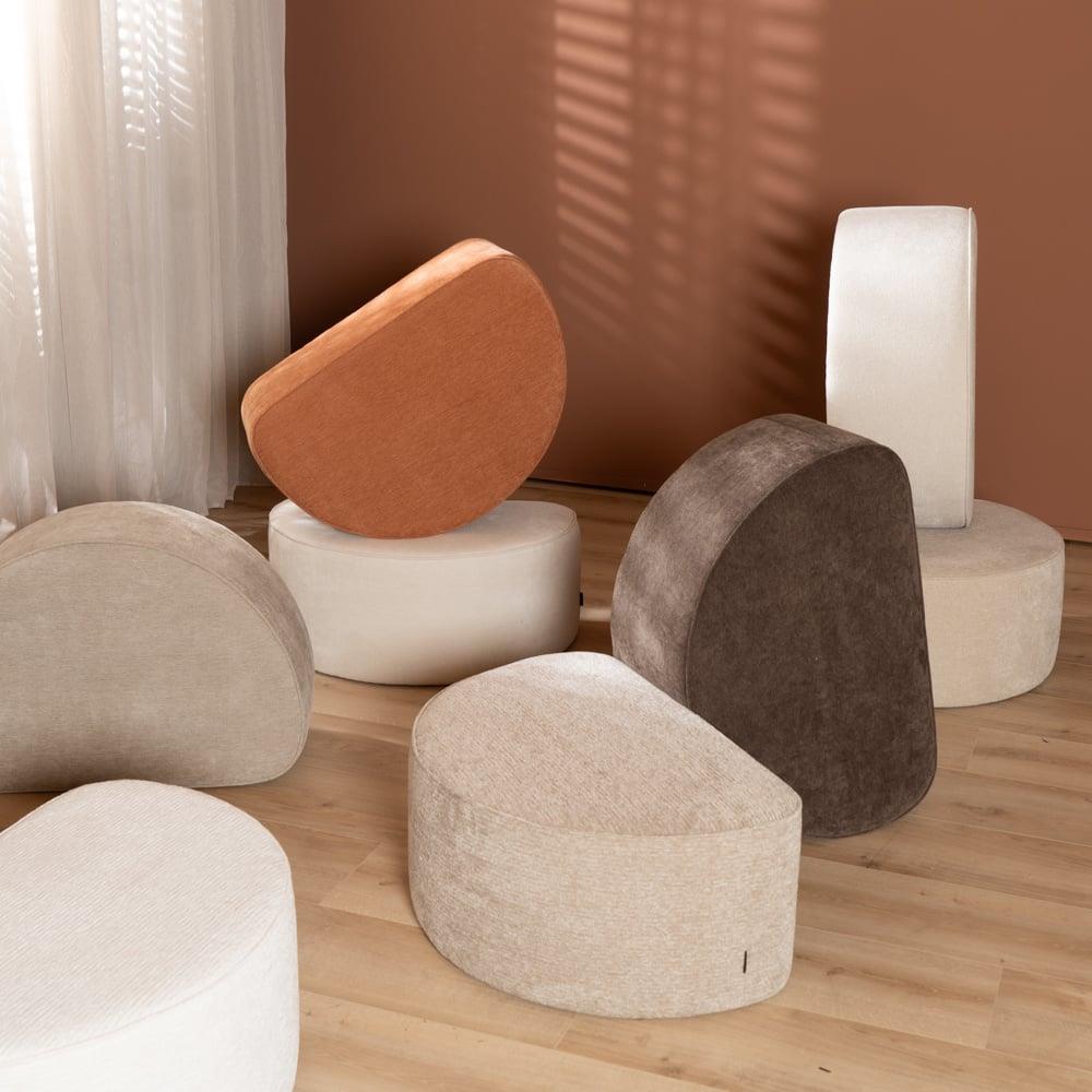 Bronx71 Hocker Neso halve maan stof gemêleerd terracotta