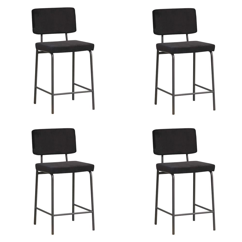 Bronx71 Velvet barkruk Espen zwart 64-77 cm - Barkrukken set van 4