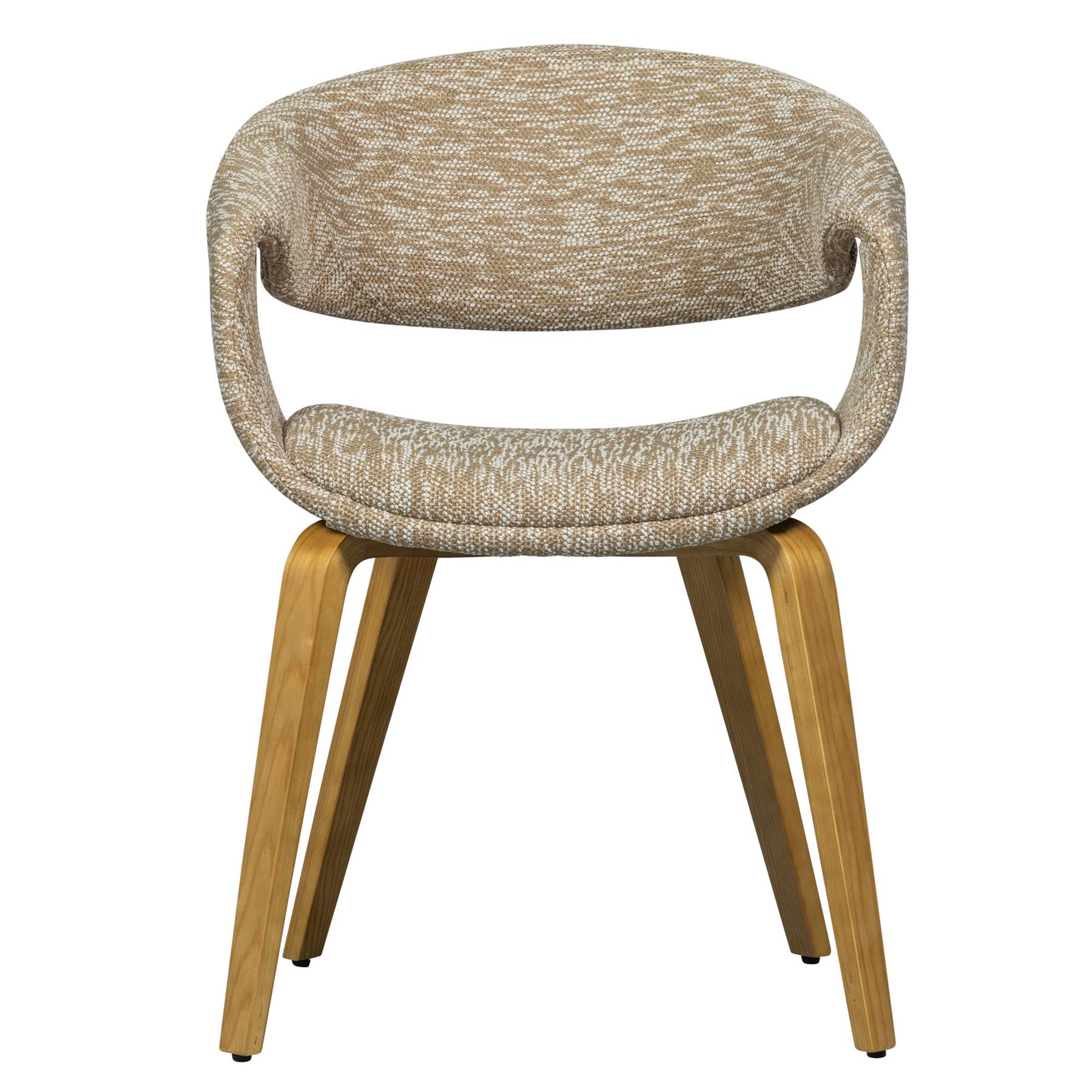 WOOOD Yossi Eetkamerstoelen Met Houten Naturel Poot - Zand - Set van 2
