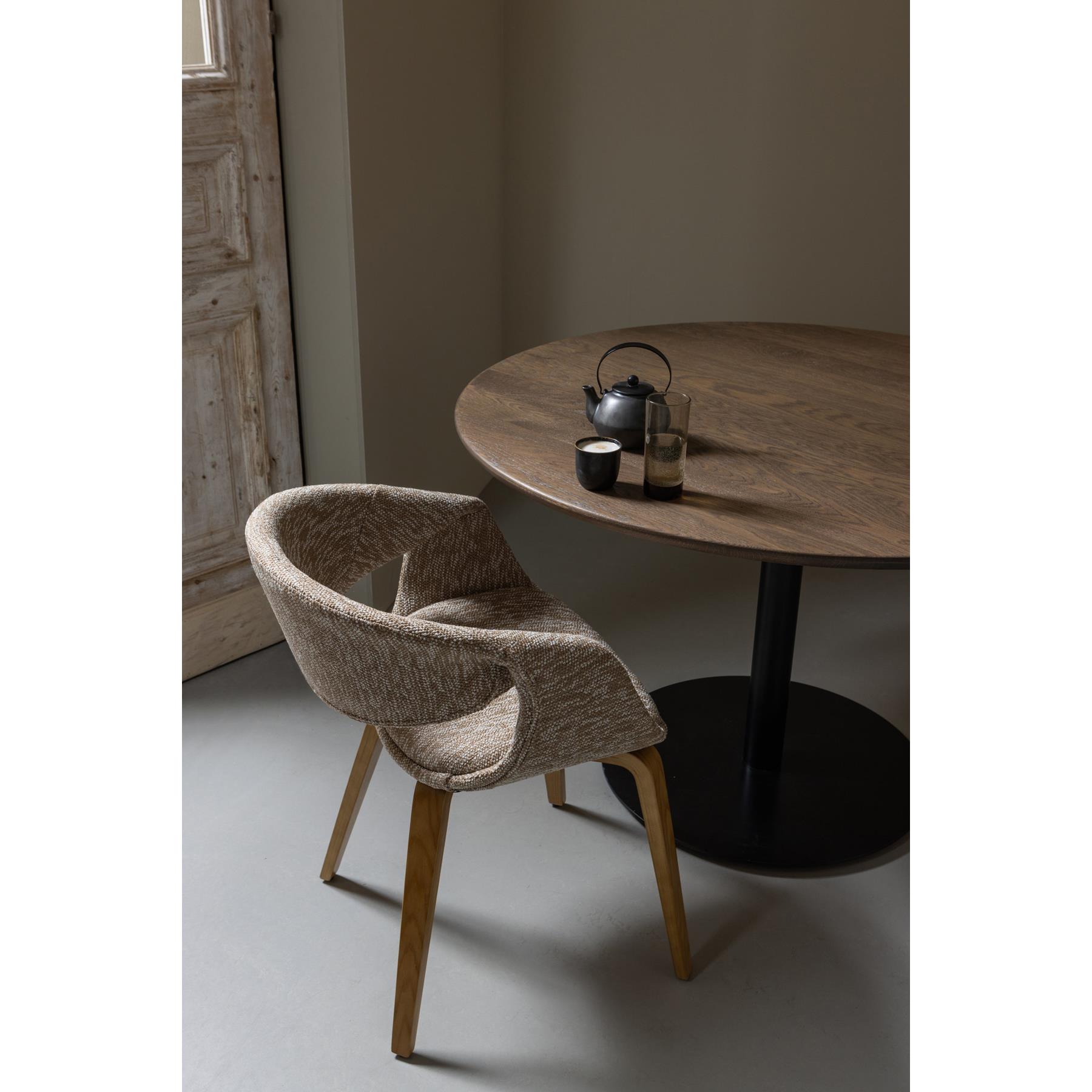 WOOOD Yossi Eetkamerstoelen Met Houten Naturel Poot - Zand - Set van 2