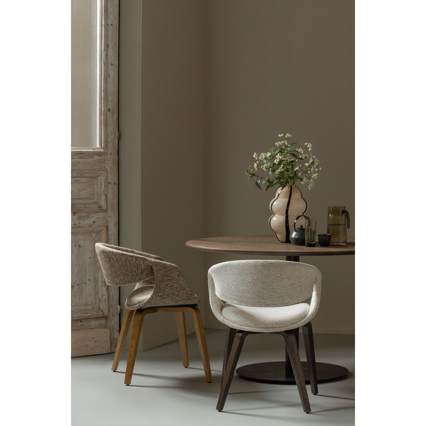 WOOOD Yossi Eetkamerstoelen Met Houten Naturel Poot - Zand - Set van 2