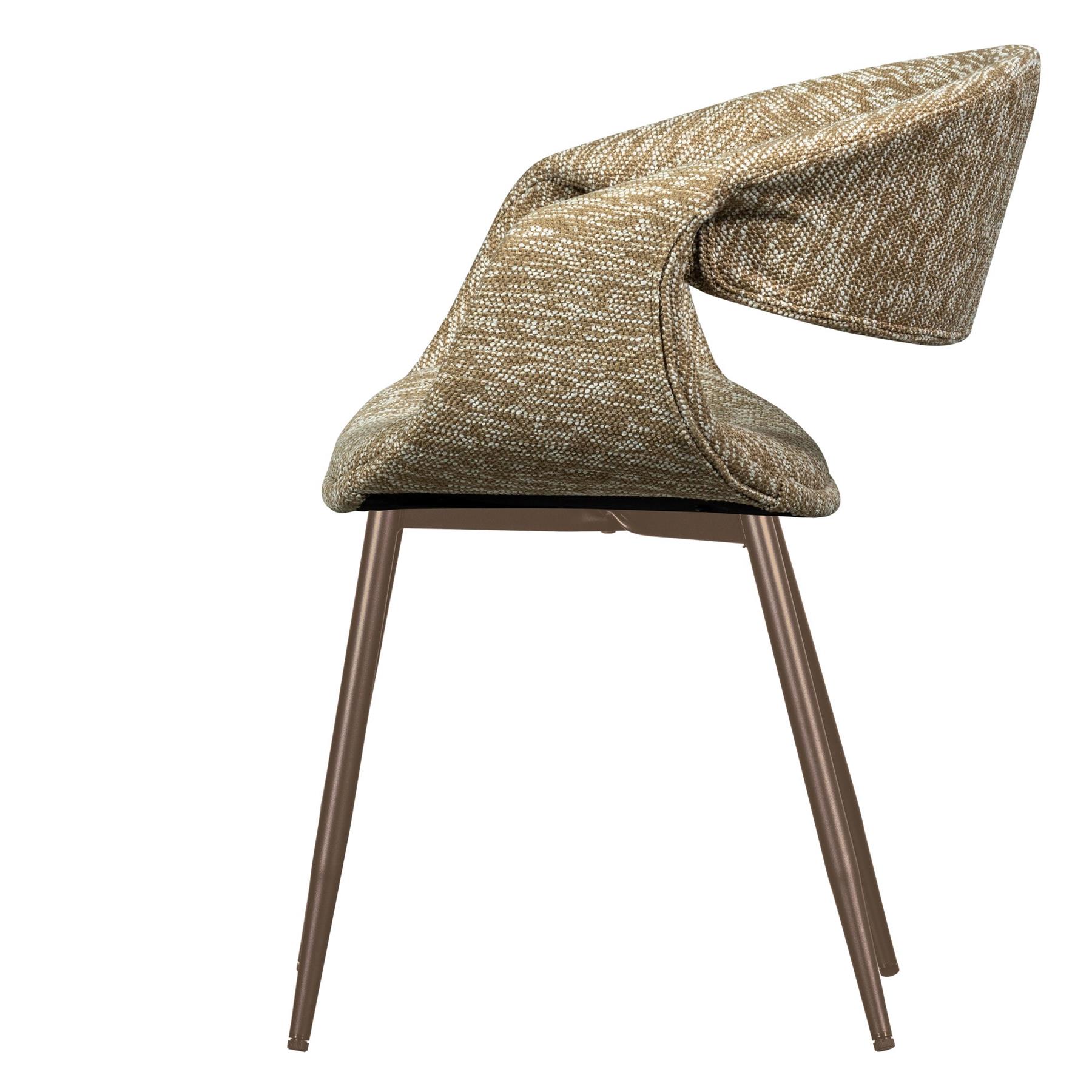 WOOOD Yossi Eetkamerstoelen Met Metalen Koper Poot - Zand - Set van 2