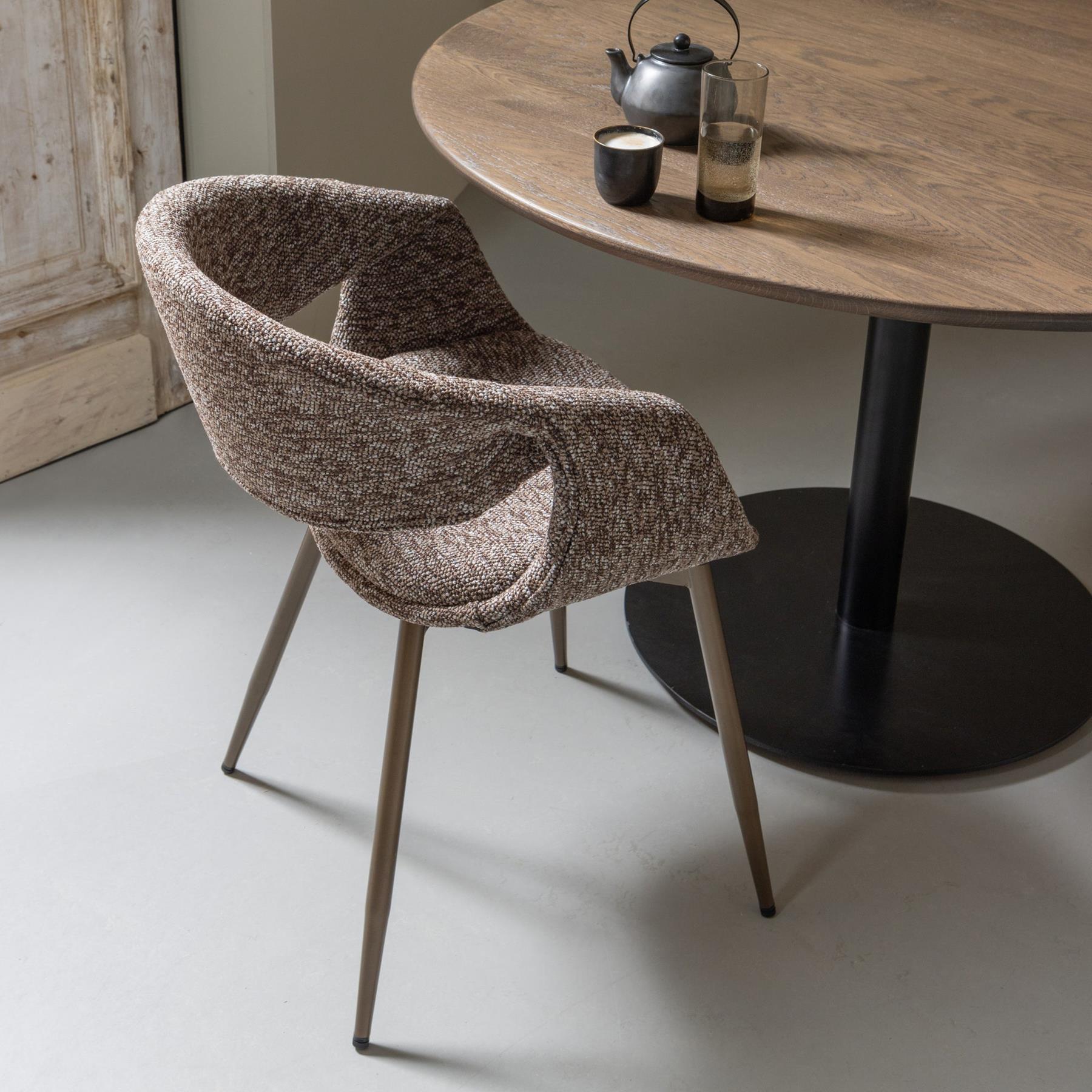 WOOOD Yossi Eetkamerstoelen Metalen Koper Poot - Bruin - Set van 2