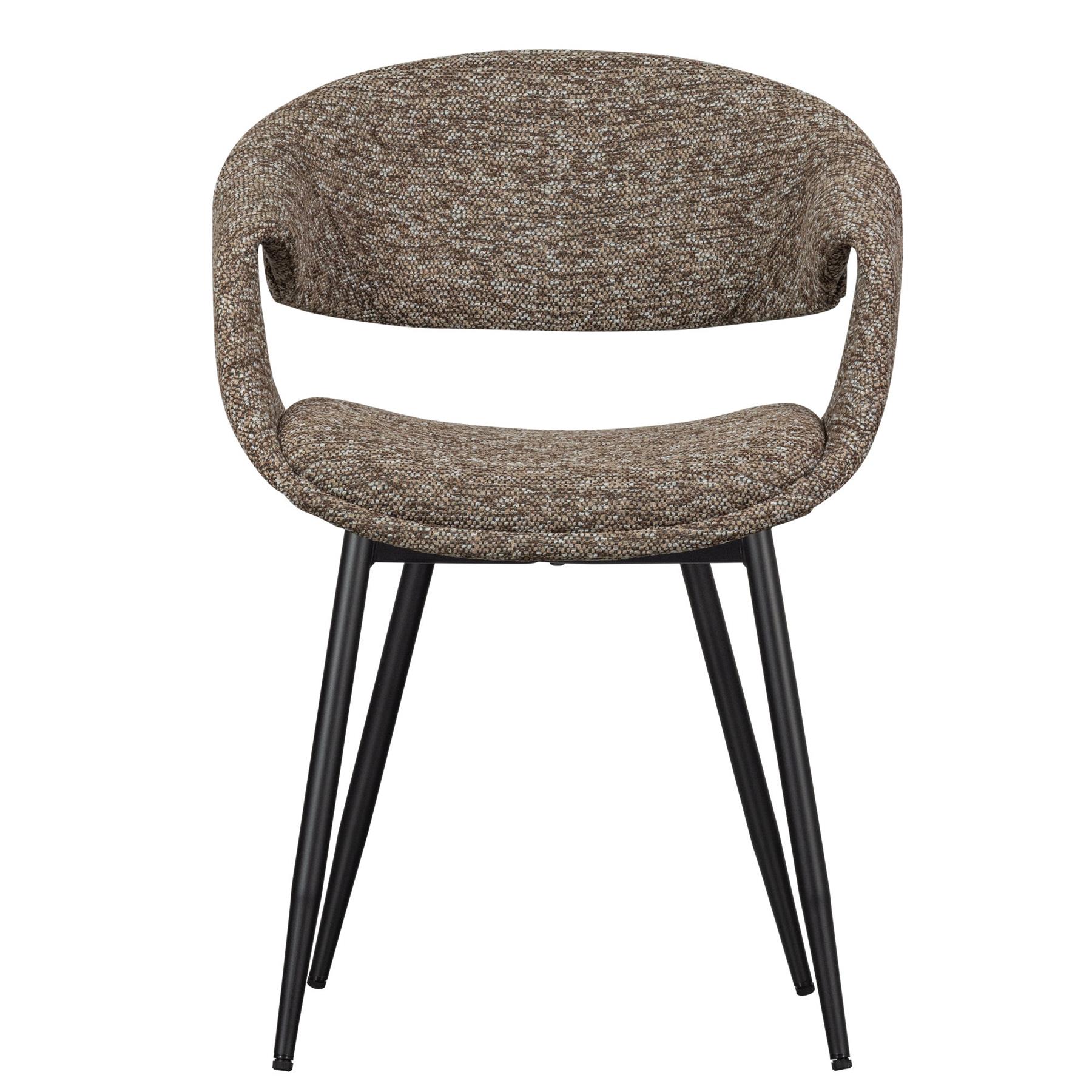 WOOOD Yossi Eetkamerstoelen Metalen Zwarte Poot - Bruin - Set van 2