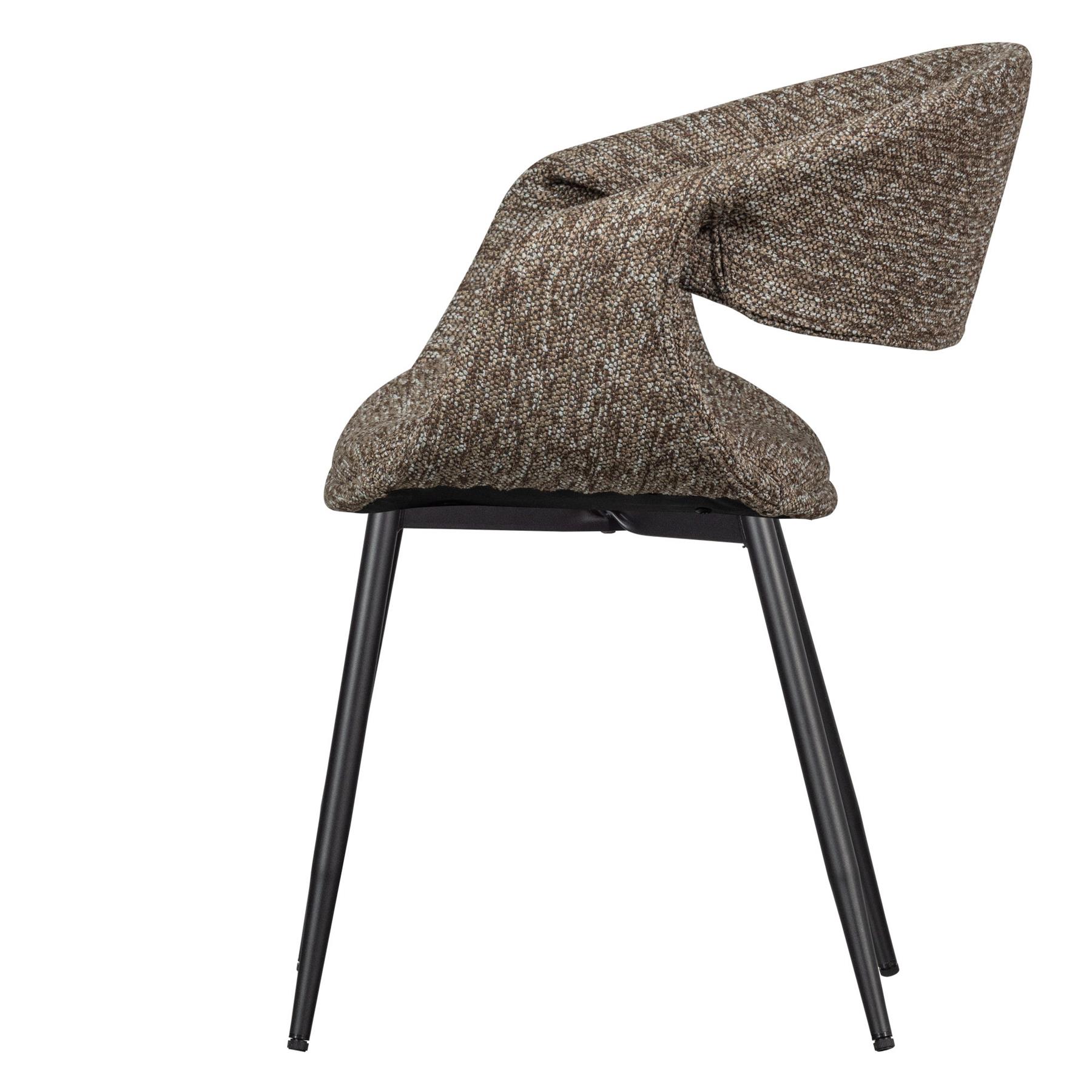 WOOOD Yossi Eetkamerstoelen Metalen Zwarte Poot - Bruin - Set van 2