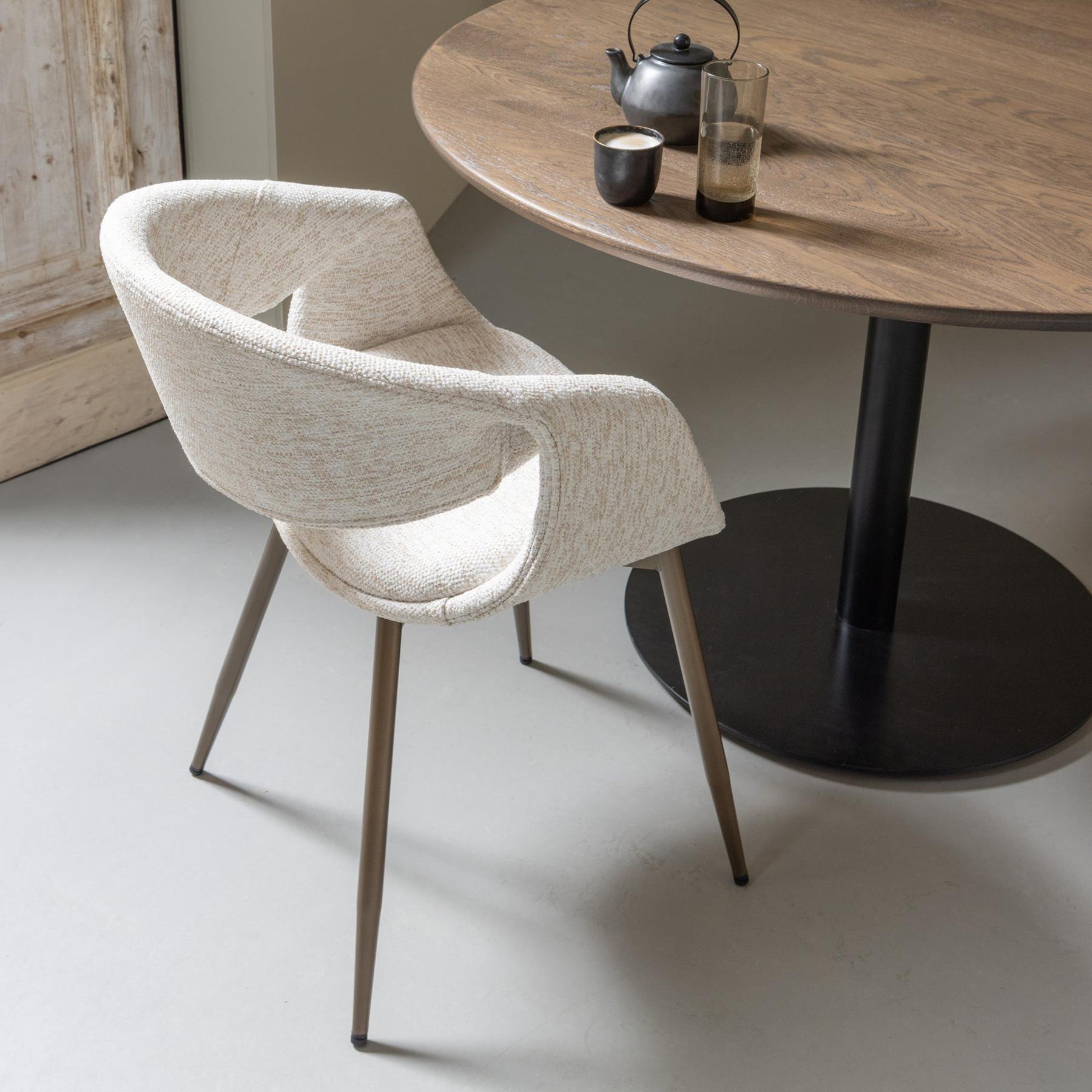 WOOOD Yossi Eetkamerstoelen Metalen Koper Poot - Naturel - Set van 2