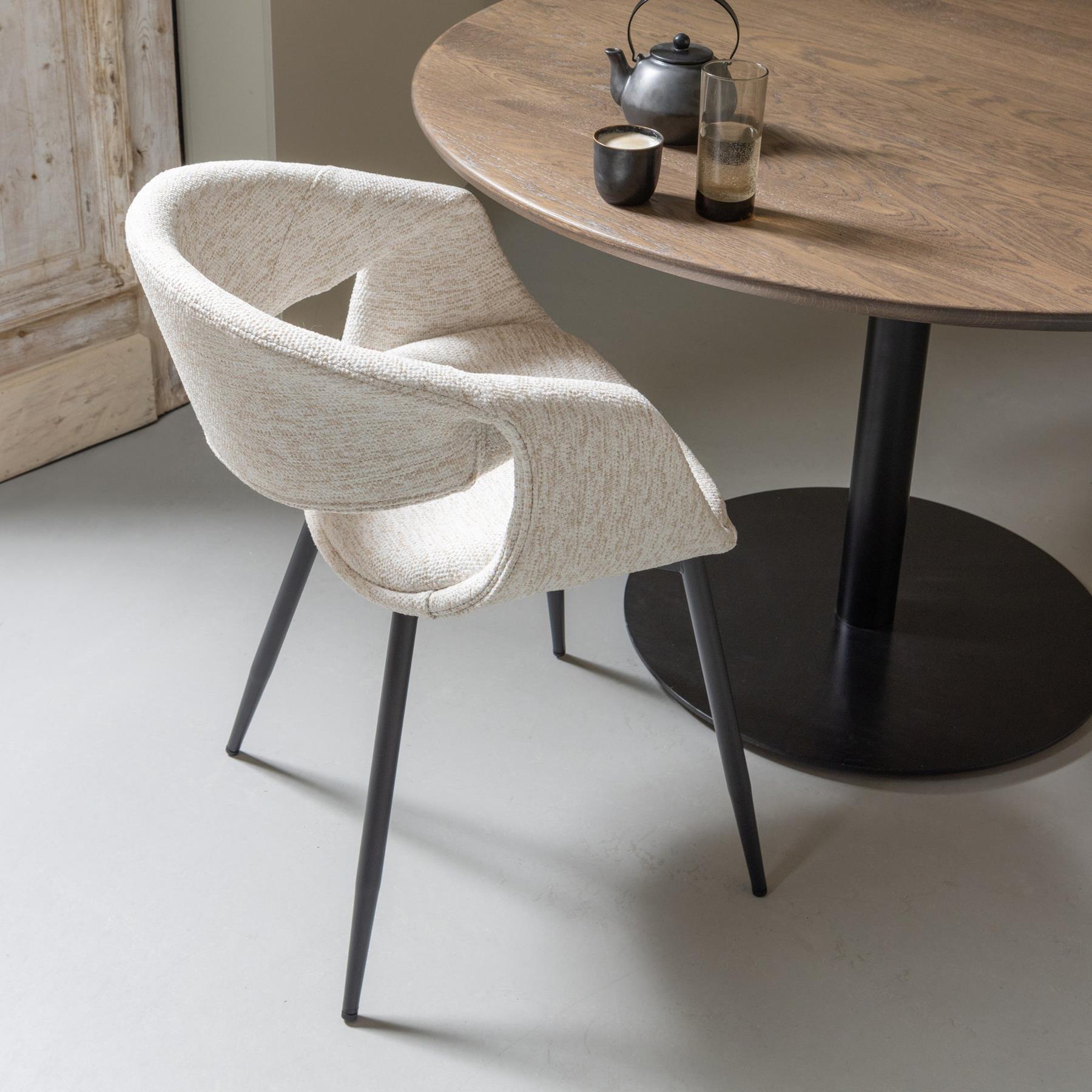 WOOOD Yossi Eetkamerstoelen Metalen Zwarte Poot - Naturel - Set van 2