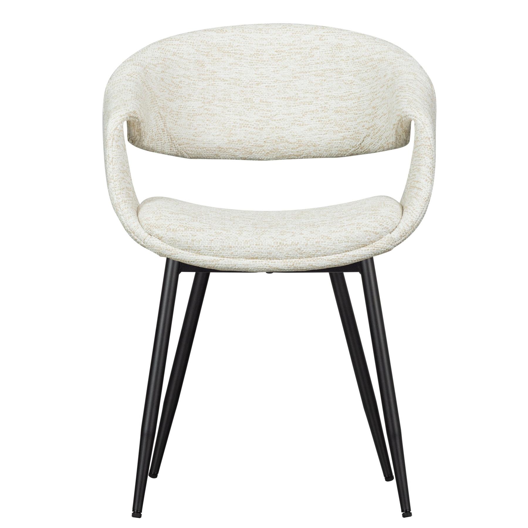 WOOOD Yossi Eetkamerstoelen Metalen Zwarte Poot - Naturel - Set van 2