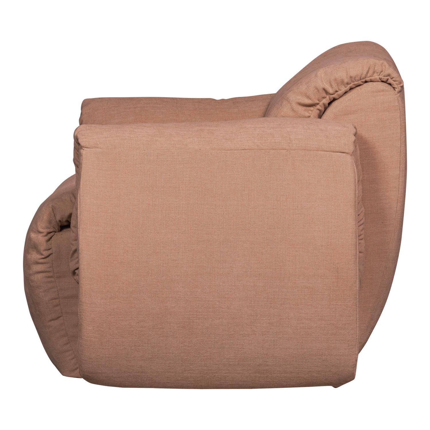 WOOOD Baggy Draaifauteuil - Geweven Chenille - Oudroze - 81x104x84