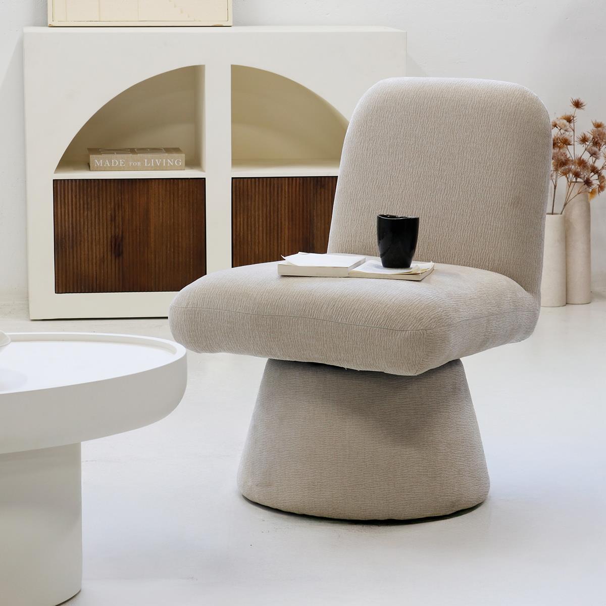 Giga Meubel - Draaifauteuil Taupe - Stof - Japandi - Olivier