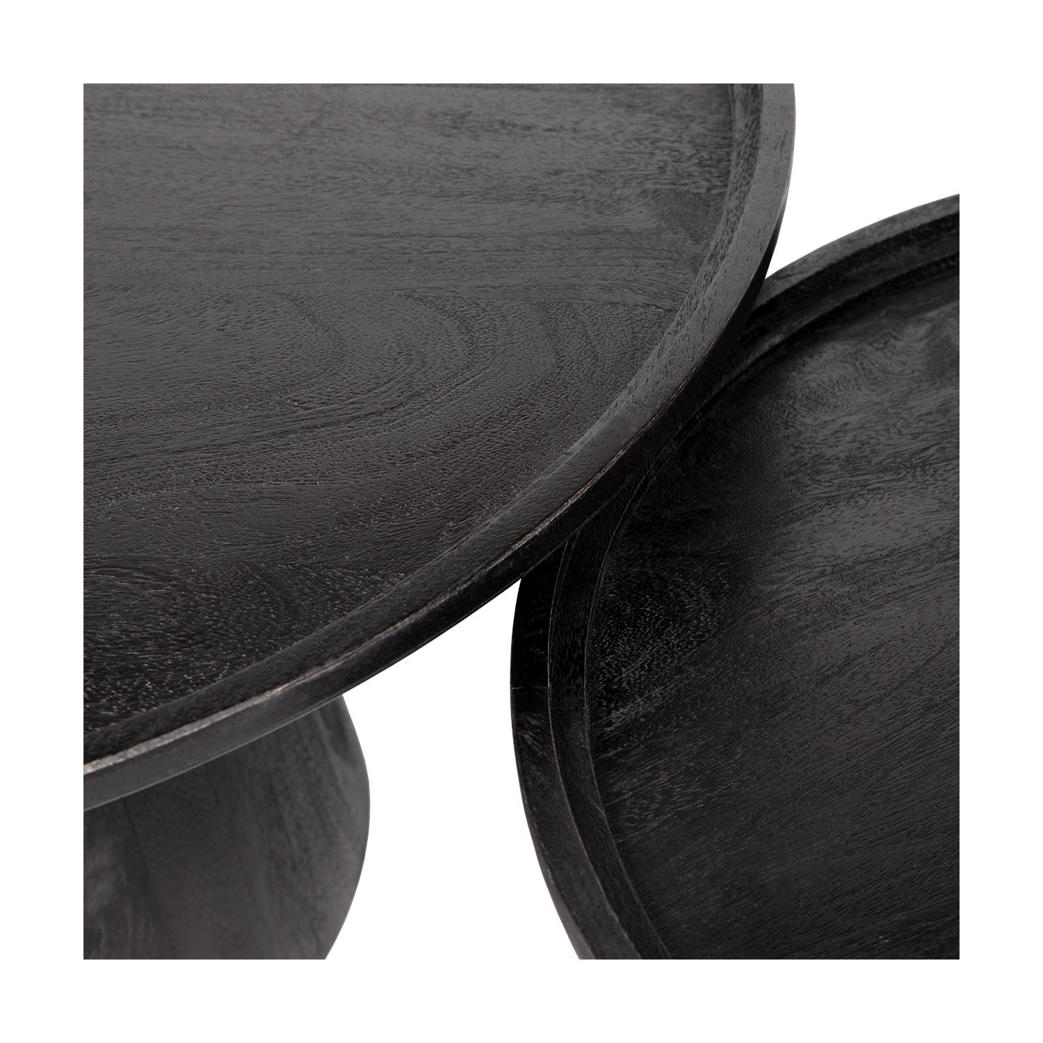 Atmooz Sirius Salontafel Set van 2 - Ø60|80 cm - Zwart Mangohout