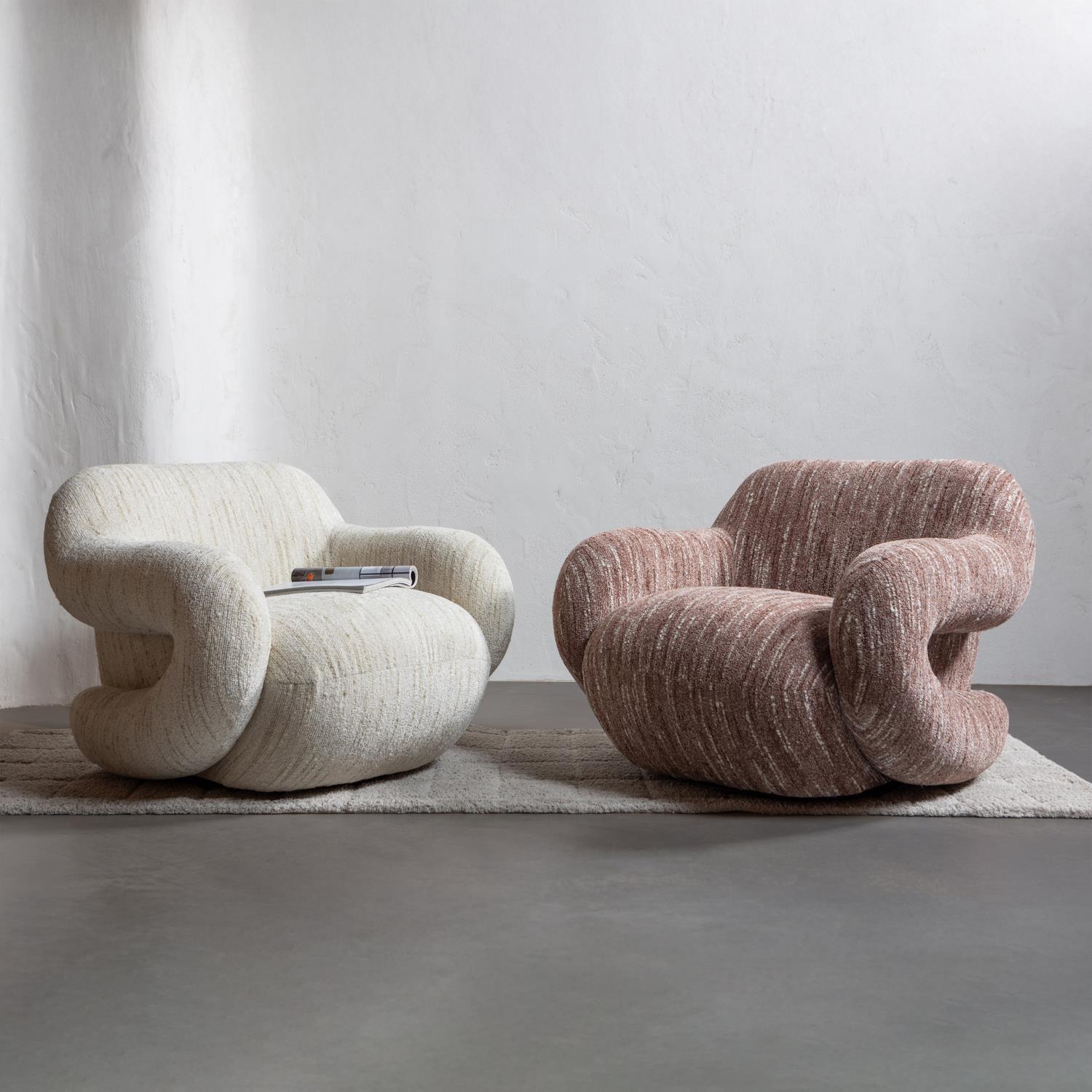 WOOOD Folke Fauteuil - Chenille Naturel - Melange - 70x88x88