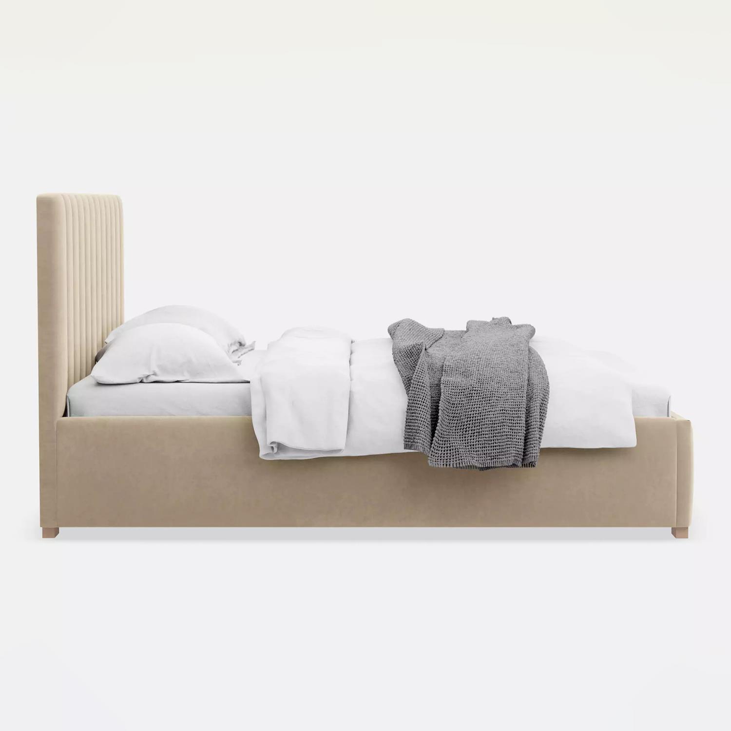 by fonQ Mara Tweepersoonsbed met Opbergruimte 160 x 200 cm - Fluweel - Crème