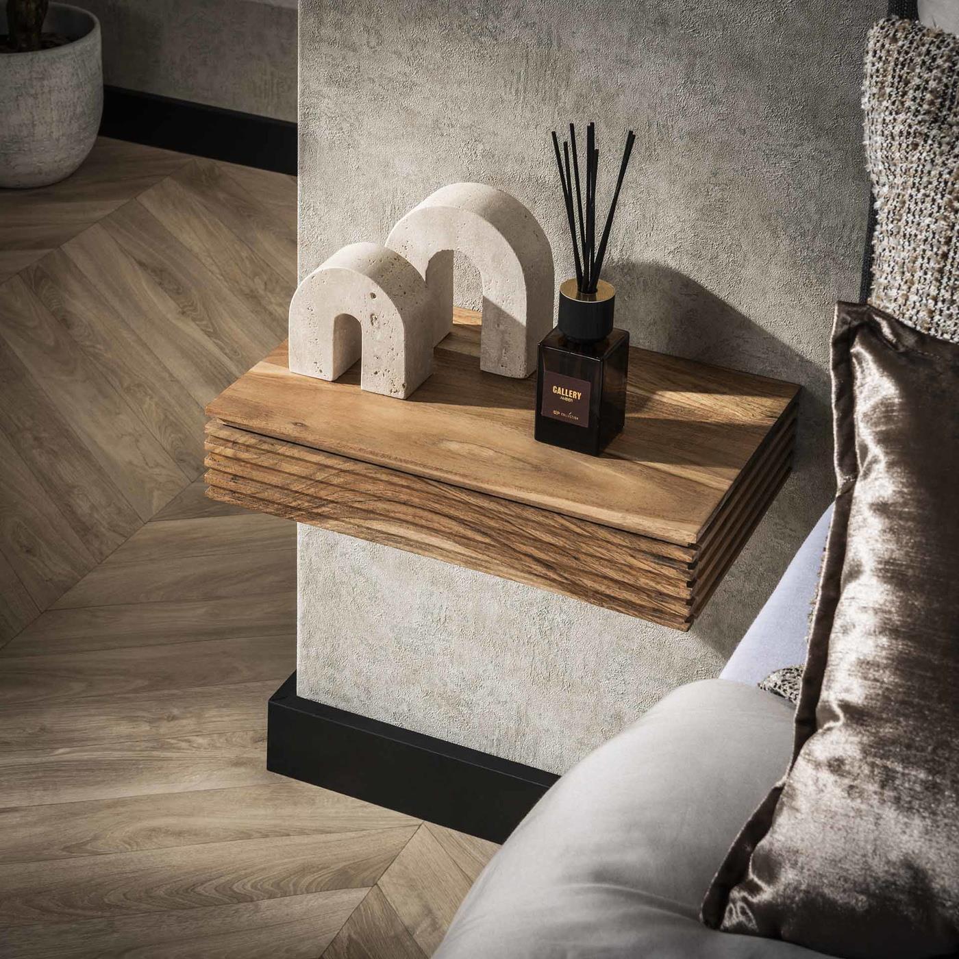 Giga Meubel - Nachtkastje Naturel Acaciahout - Set van 2 - 40x25x8cm