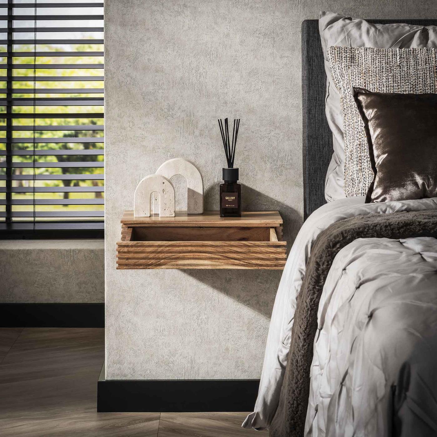 Giga Meubel - Nachtkastje Naturel Acaciahout - Set van 2 - 40x25x8cm