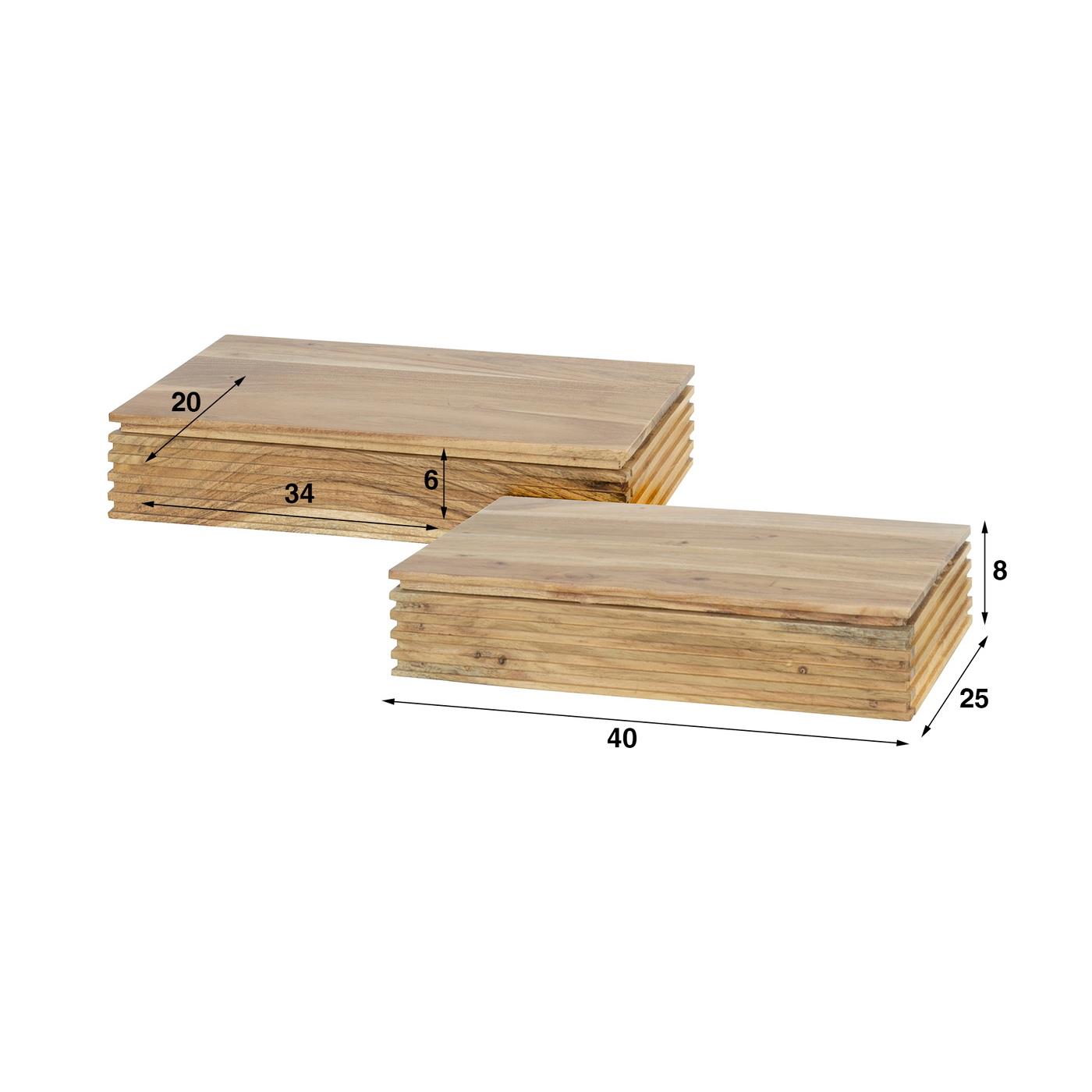 Giga Meubel - Nachtkastje Naturel Acaciahout - Set van 2 - 40x25x8cm