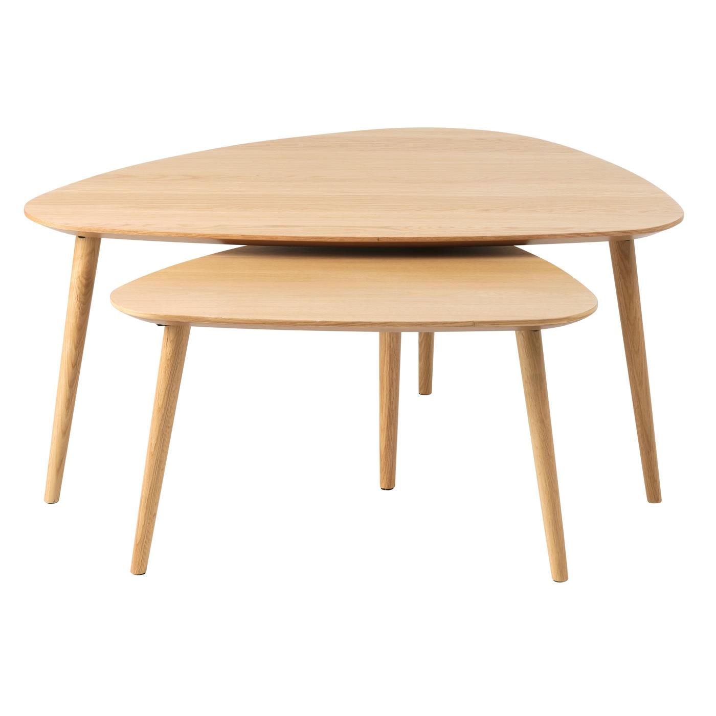 Giga Living - Salontafel Eikenhout Driehoek - Set van 2 - Naturel